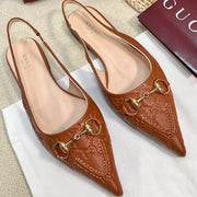 GC Horsebit Slingback Pump 10mm Brown Embossed  Sheepskin 294570