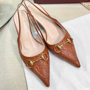 GC Horsebit Slingback Pump 50mm Brown Embossed  Sheepskin 294574