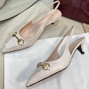 GC Horsebit Slingback Pump 50mm Ivory Embossed Sheepskin 294576