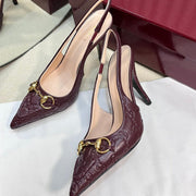 GC Horsebit Slingback Pump 100mm Rosso Ancora red  Embossed Sheepskin 294579