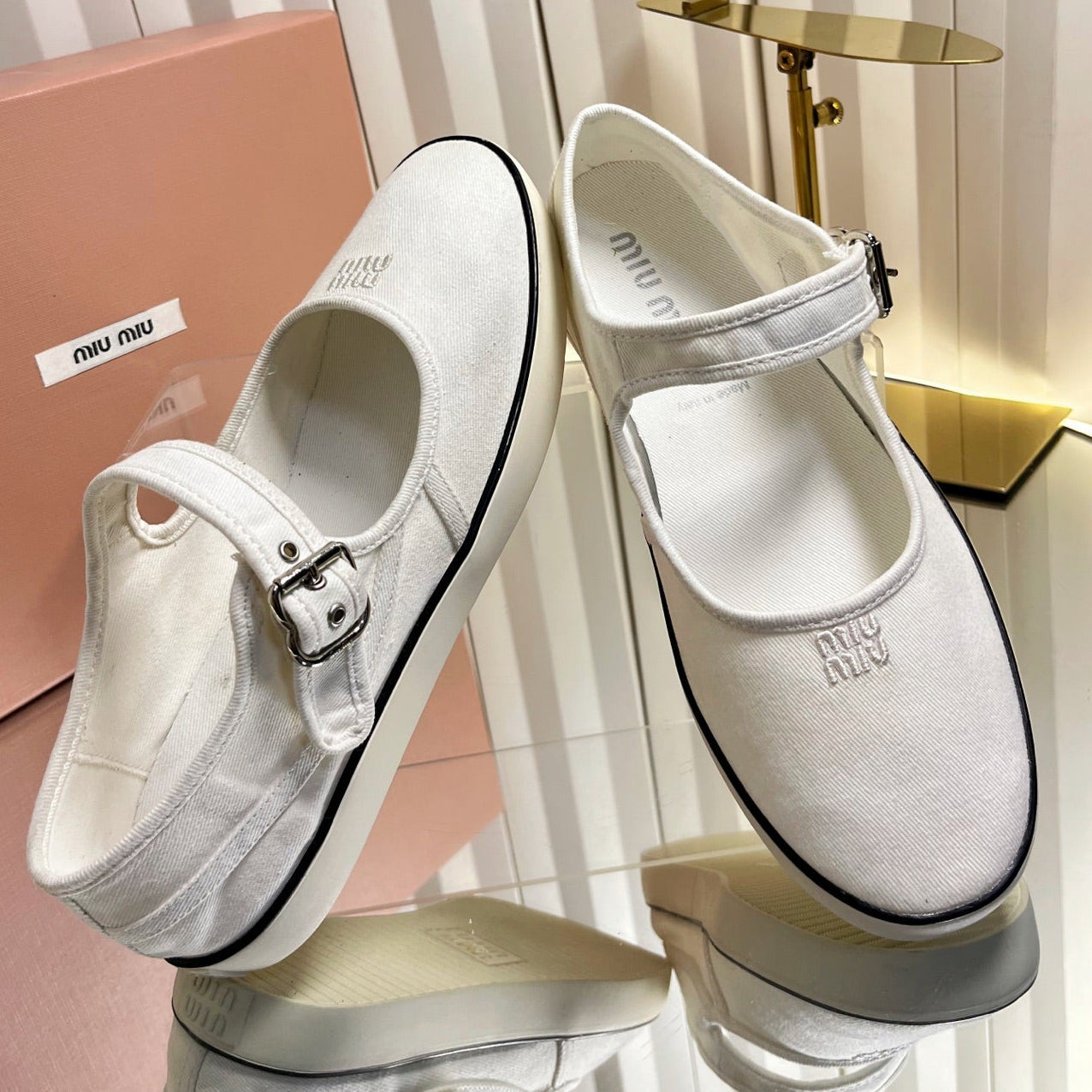 Miumiu 2026 Drill Ballet Flat Canvas 922964
