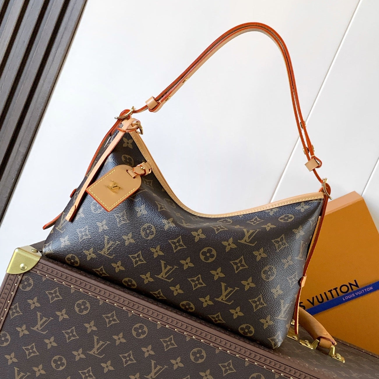 LV 2026 CarryAll East West Handbag Brown Beige Canvas Cowhide 277782