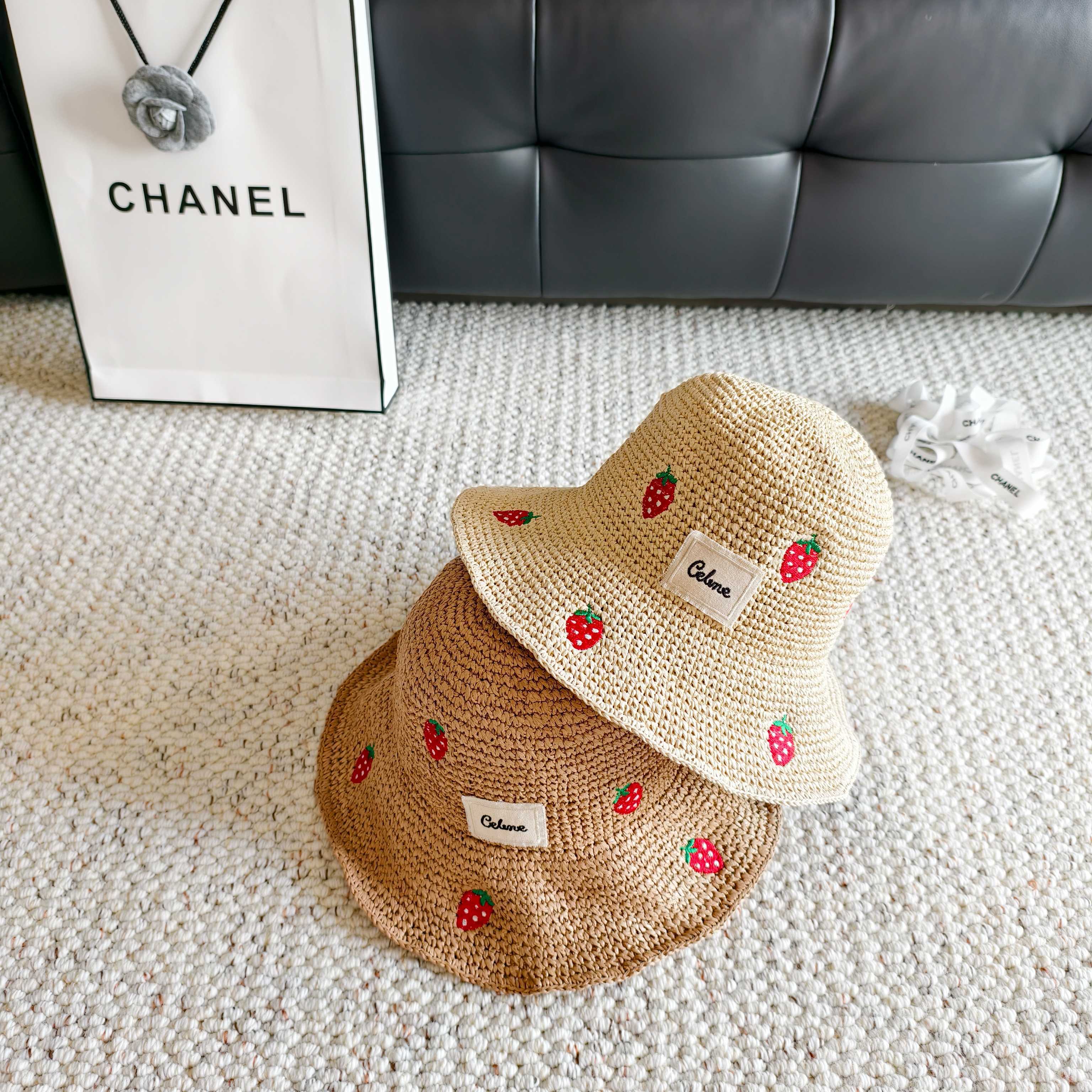 Celine Woven Strawberry Bucket Hat 400938