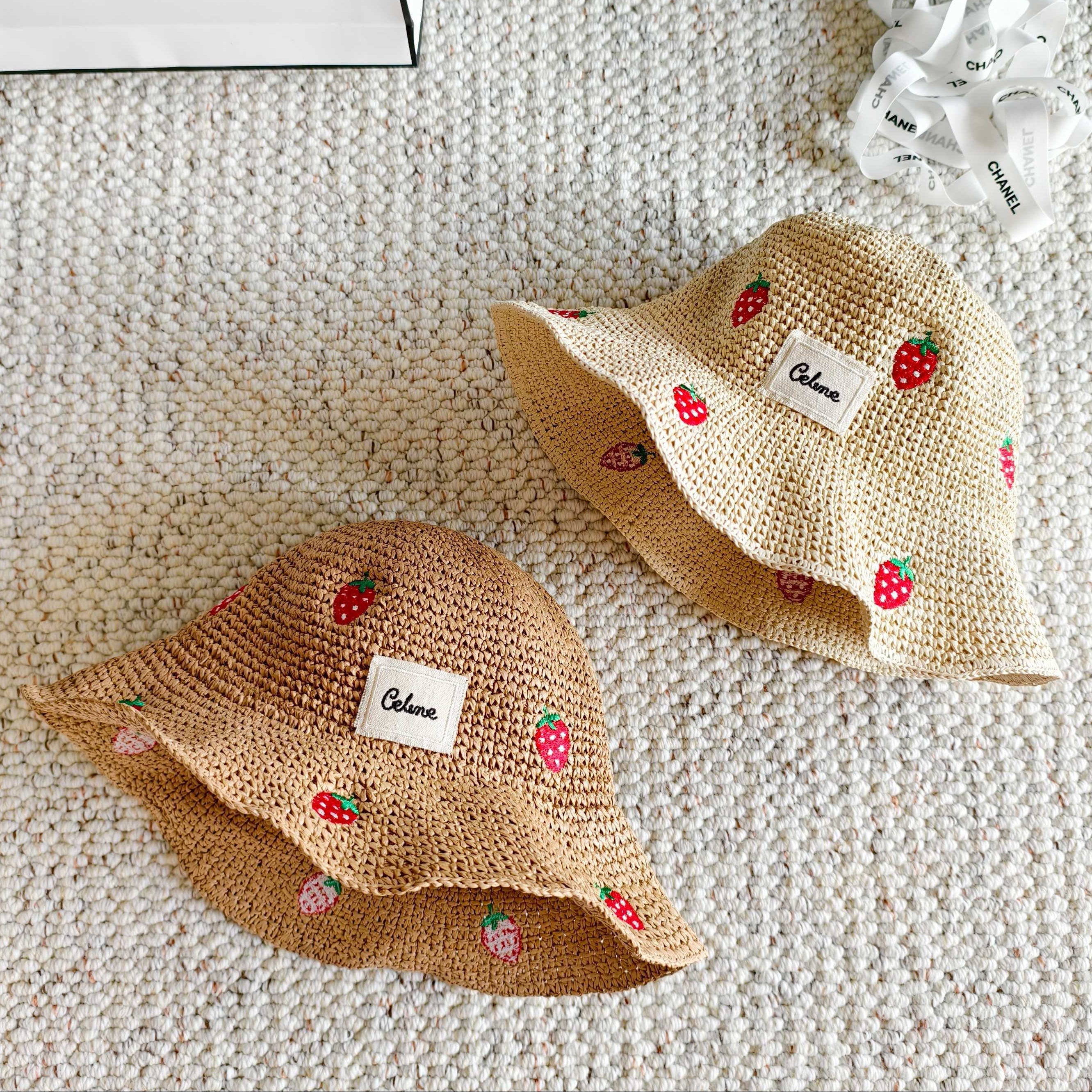 Celine Woven Strawberry Bucket Hat 400938