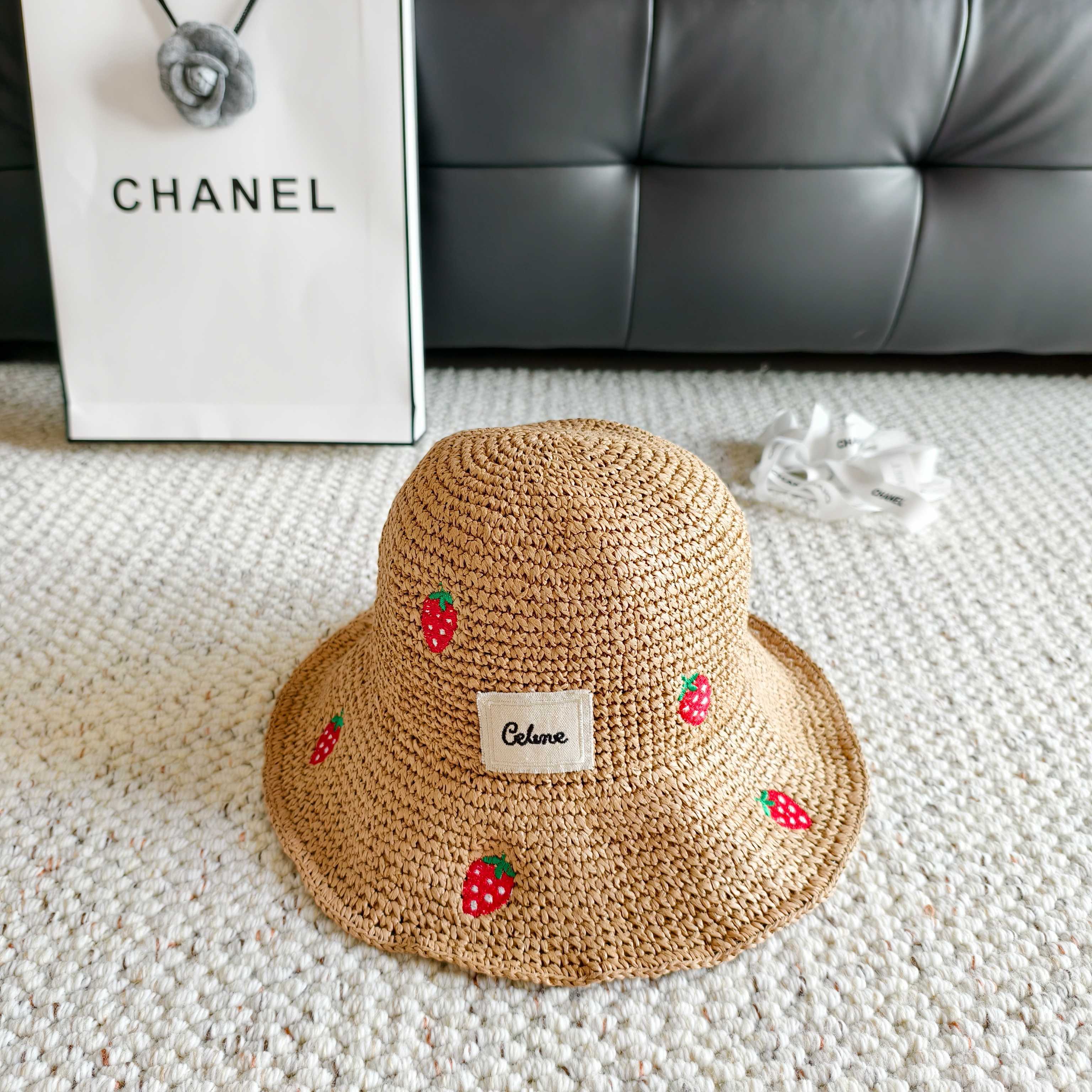 Celine Woven Strawberry Bucket Hat 400938
