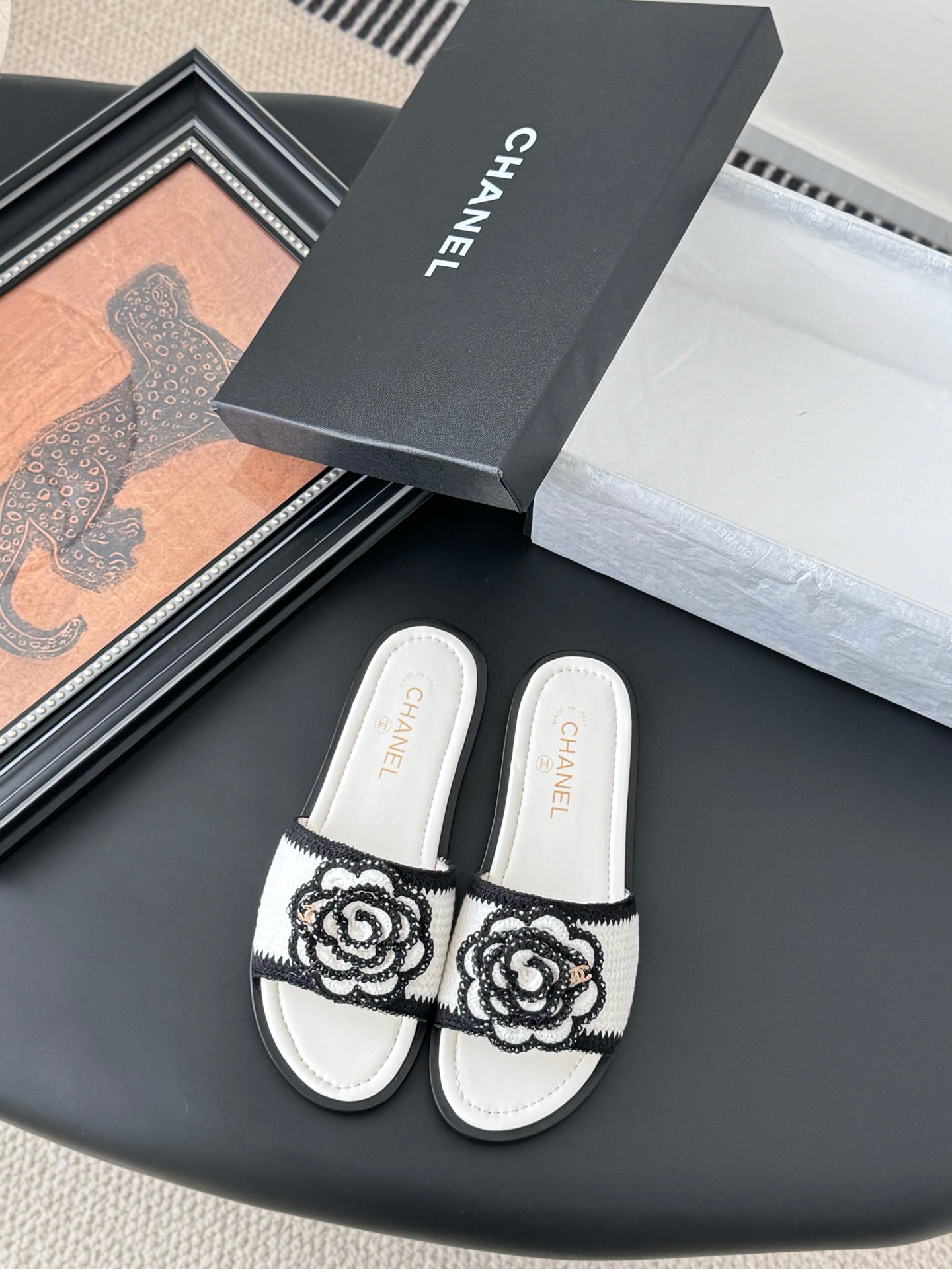 CC 25 Flower Slippers White Knitted 305303