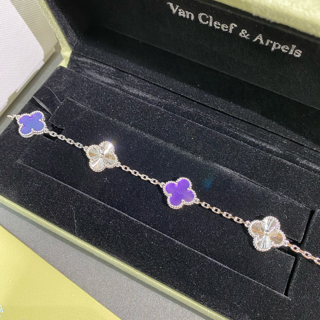 VCA Clover Vintage Violet 5 Motifs Sliver Bracelet