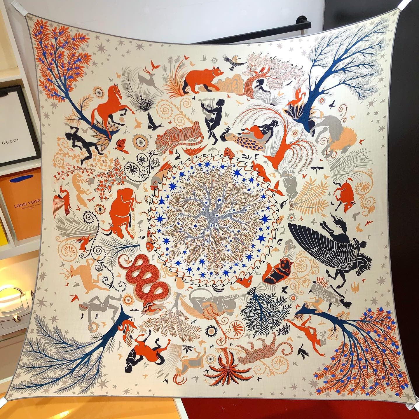 Hermes 2026 Sous le Charme d'Orphee Shawl 140 Cashmere Silk