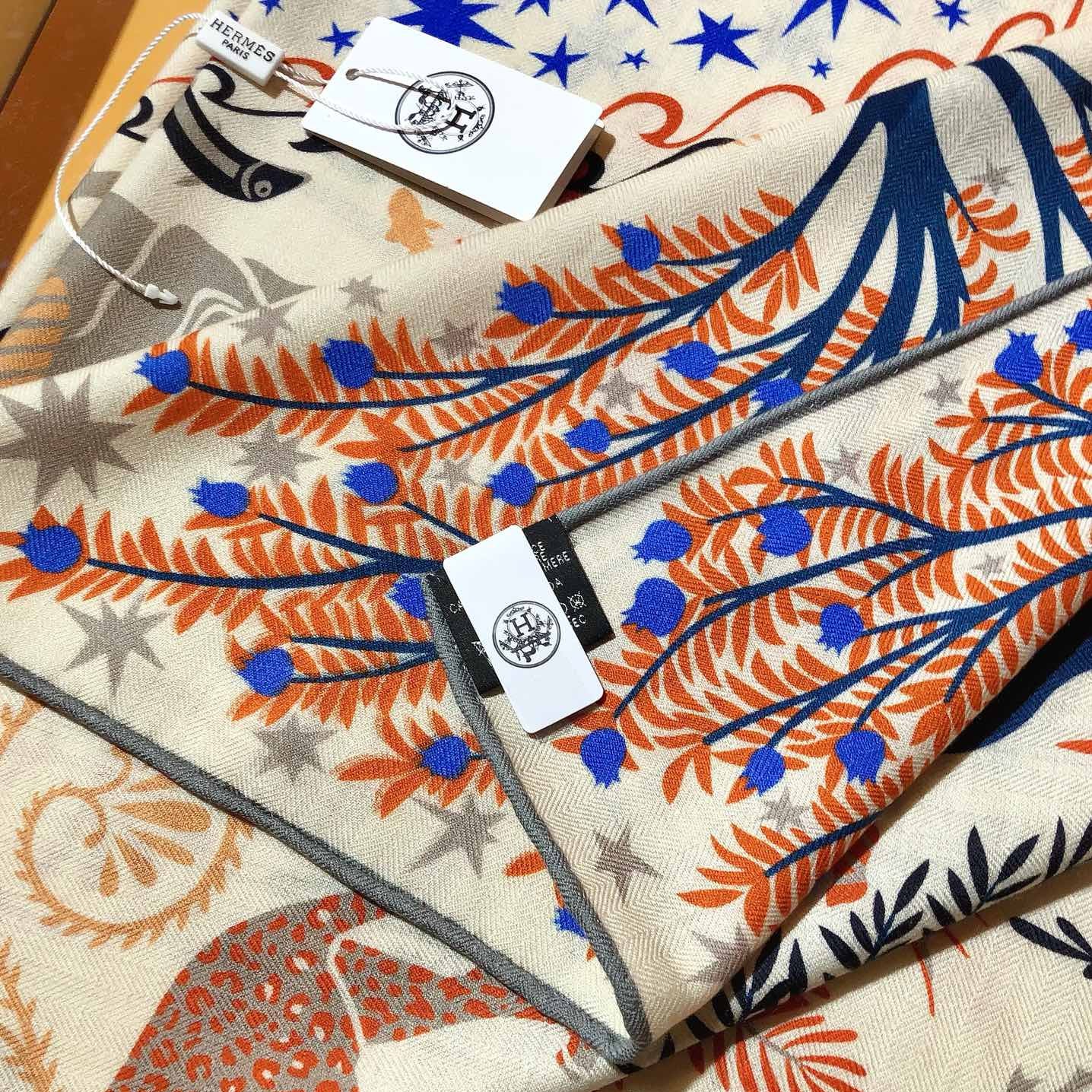 Hermes 2026 Sous le Charme d'Orphee Shawl 140 Cashmere Silk