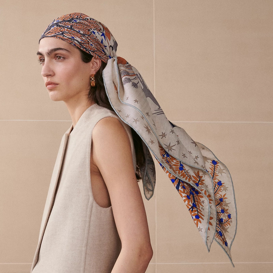 Hermes 2026 Sous le Charme d'Orphee Shawl 140 Cashmere Silk