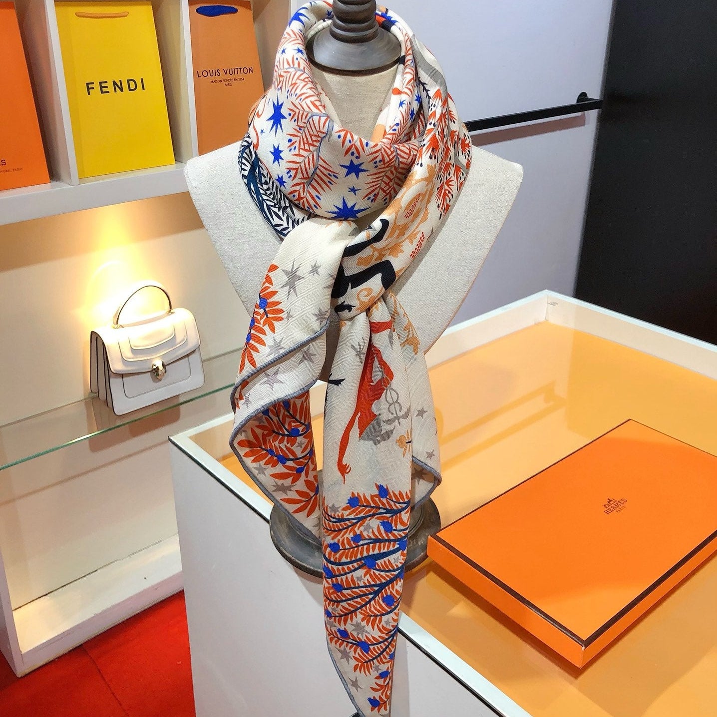 Hermes 2026 Sous le Charme d'Orphee Shawl 140 Cashmere Silk