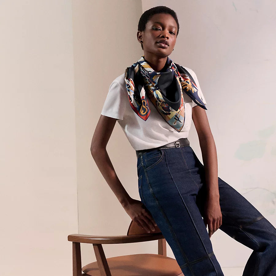 HM The Story 90 CM Black Blue Cashmere and Silk 293062