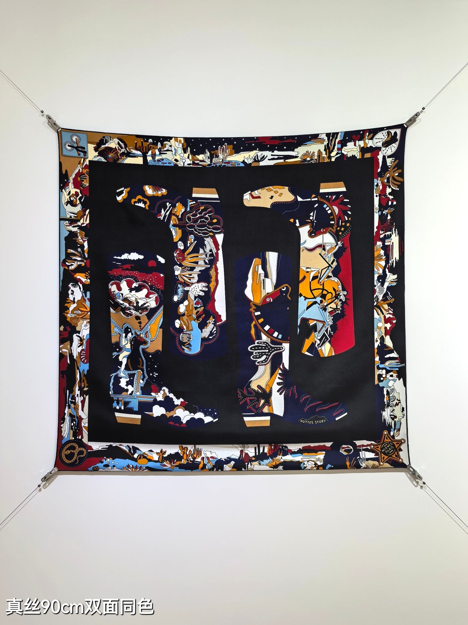 HM The Story 90 CM Black Blue Cashmere and Silk 293062