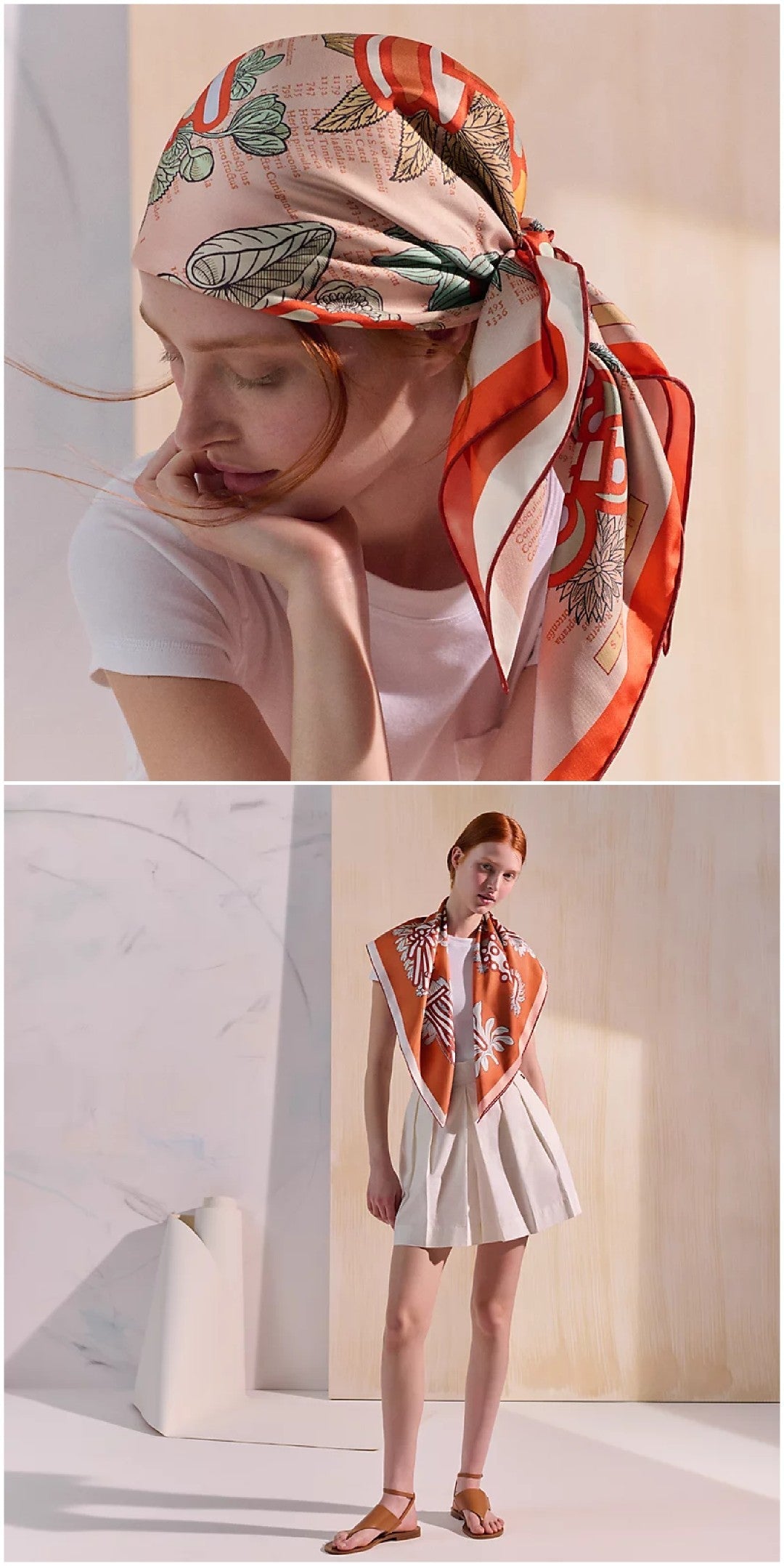 HM 26ss Amazon  Scarf 90 Pink Colorful Twill Silk 126323