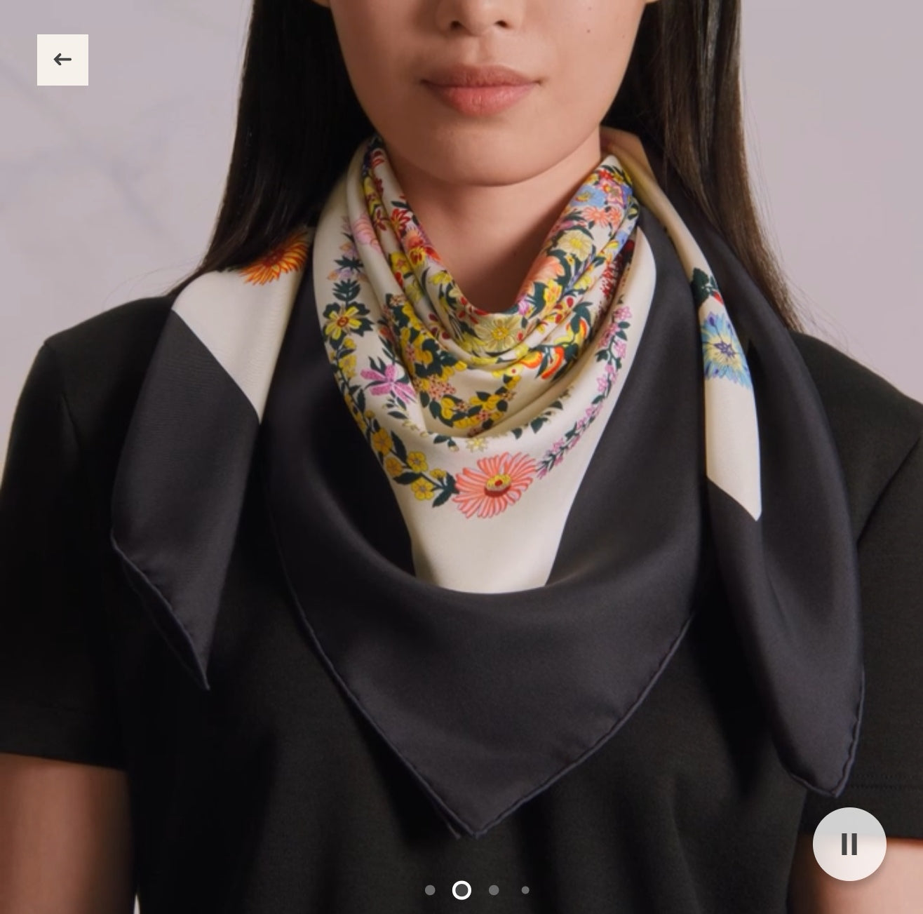 HM 26s 90 Double Sided Scarf Black White Colorful Mulberry Silk 145753