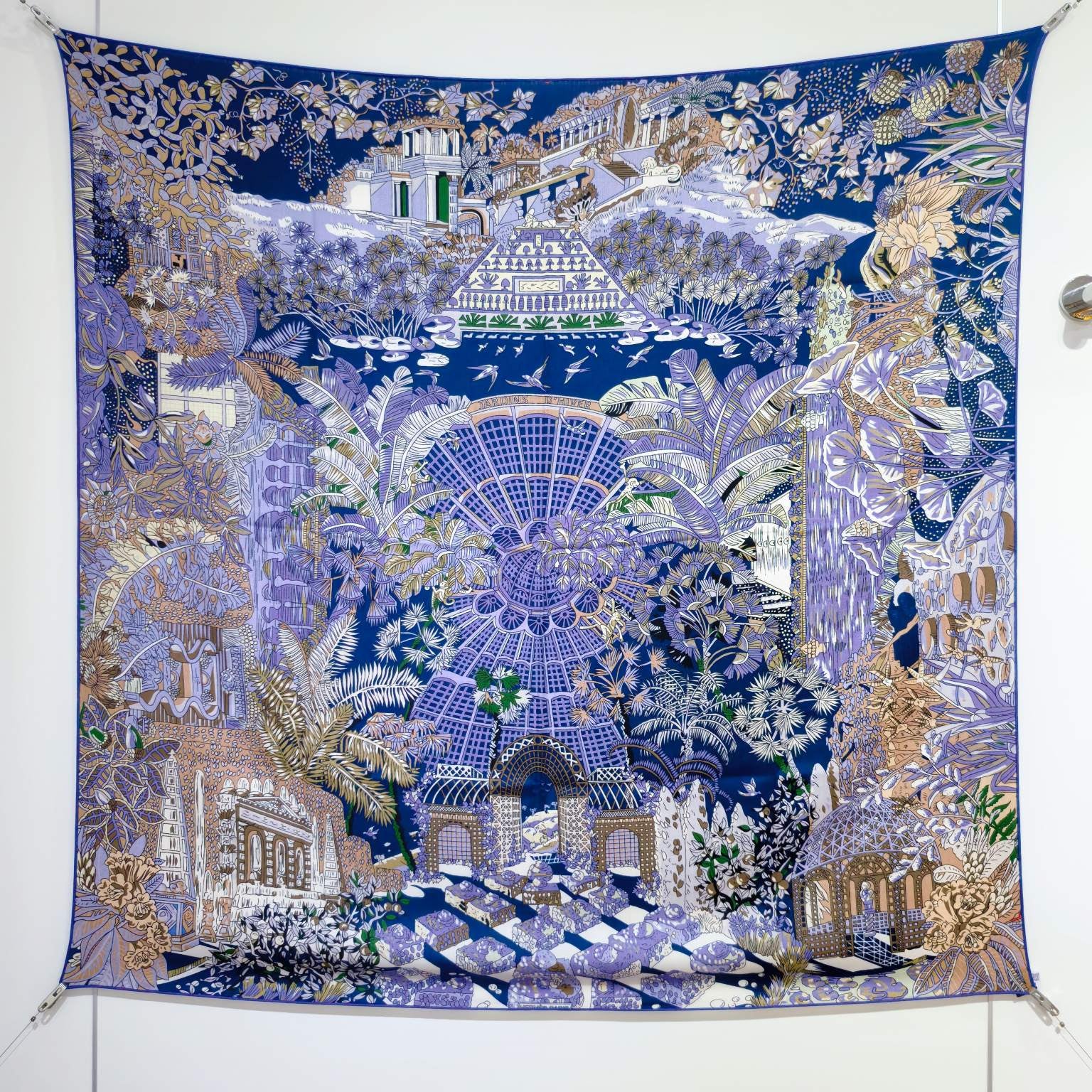 HM 26ss Amazon  Scarf 140 Purple Colorful Twill Silk 126338