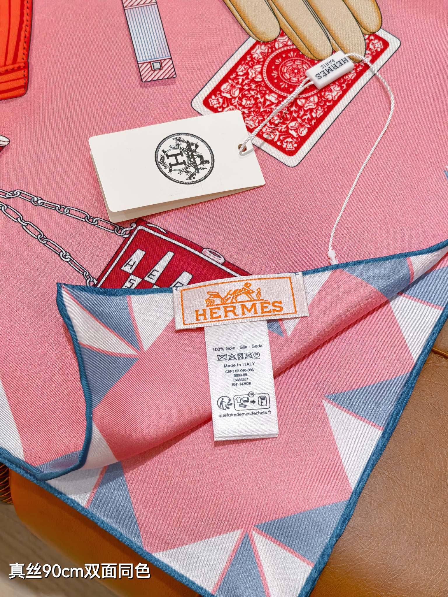 HM 26s Horse Scarf 90 Pink Colorful Cashmere Silk 134431