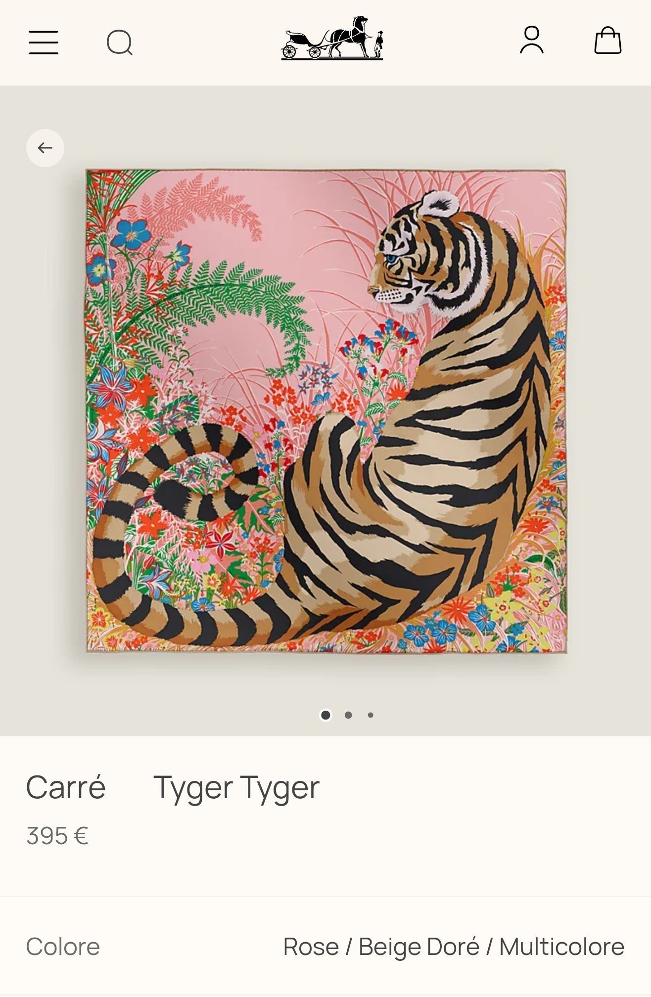 HM Tiger in Full Bloom 90 CM Pink Colorful  Cashmere and Silk 293069