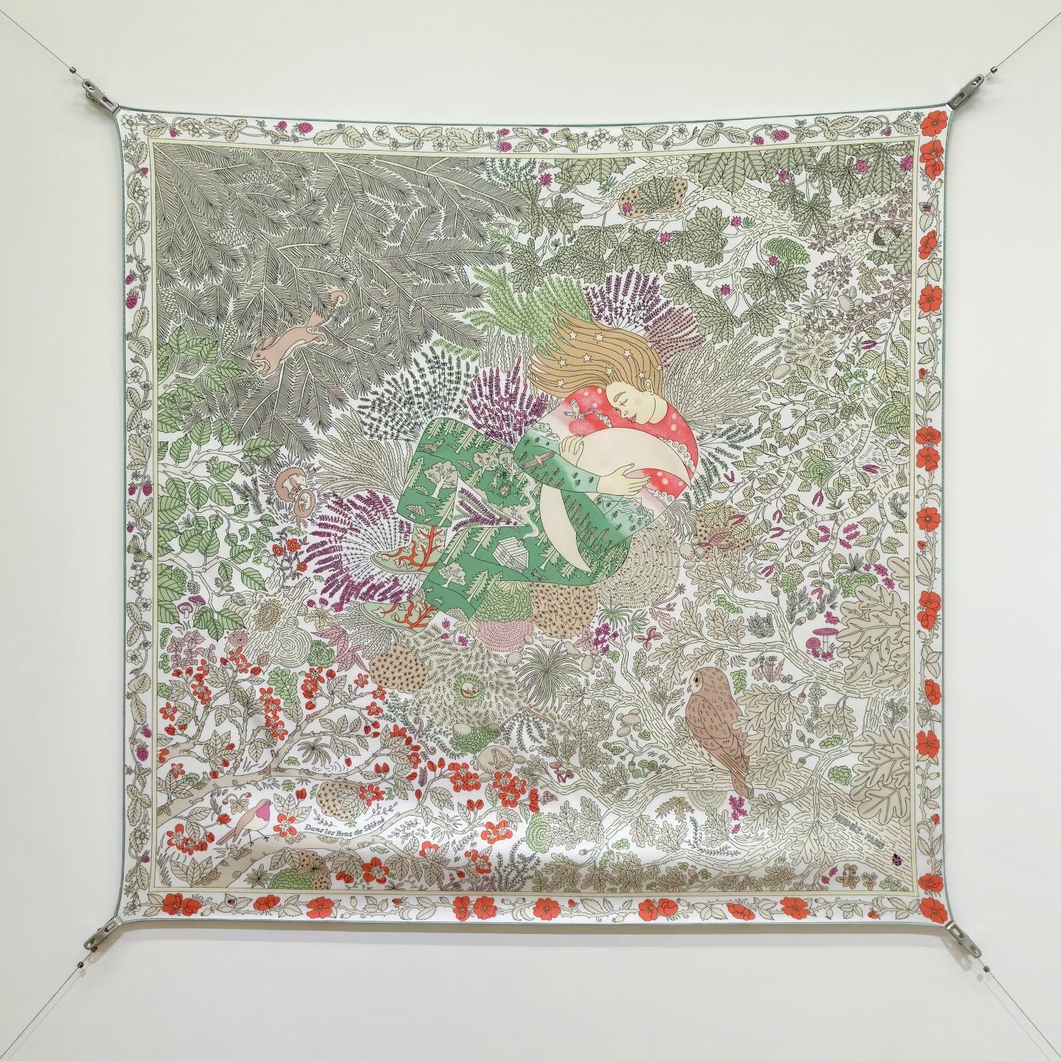 HM 26ss Sweet Saddle Scarf 90 Gray White Twill Silk 132417