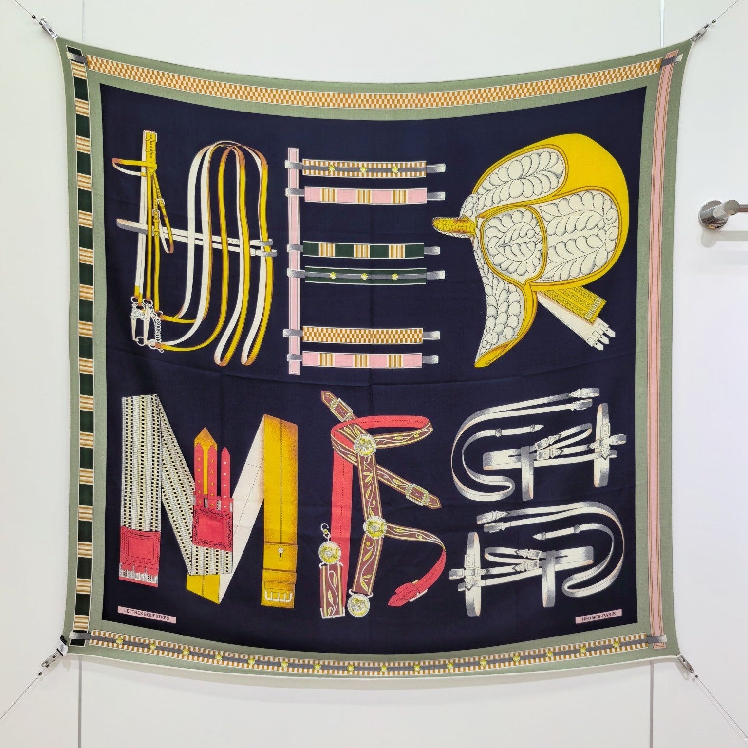 HM Equestrianism 140 CM Navy Blue Colorful Cashmere and Silk 293101