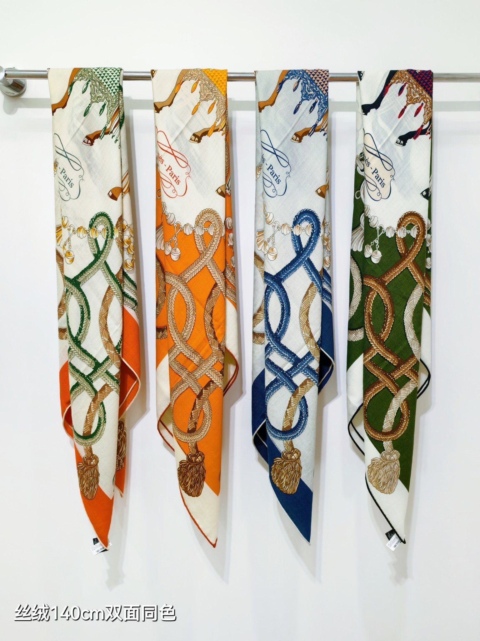 HM 26ss Double Sided Scarf 90 Orange Beige Cashmere Silk 132456