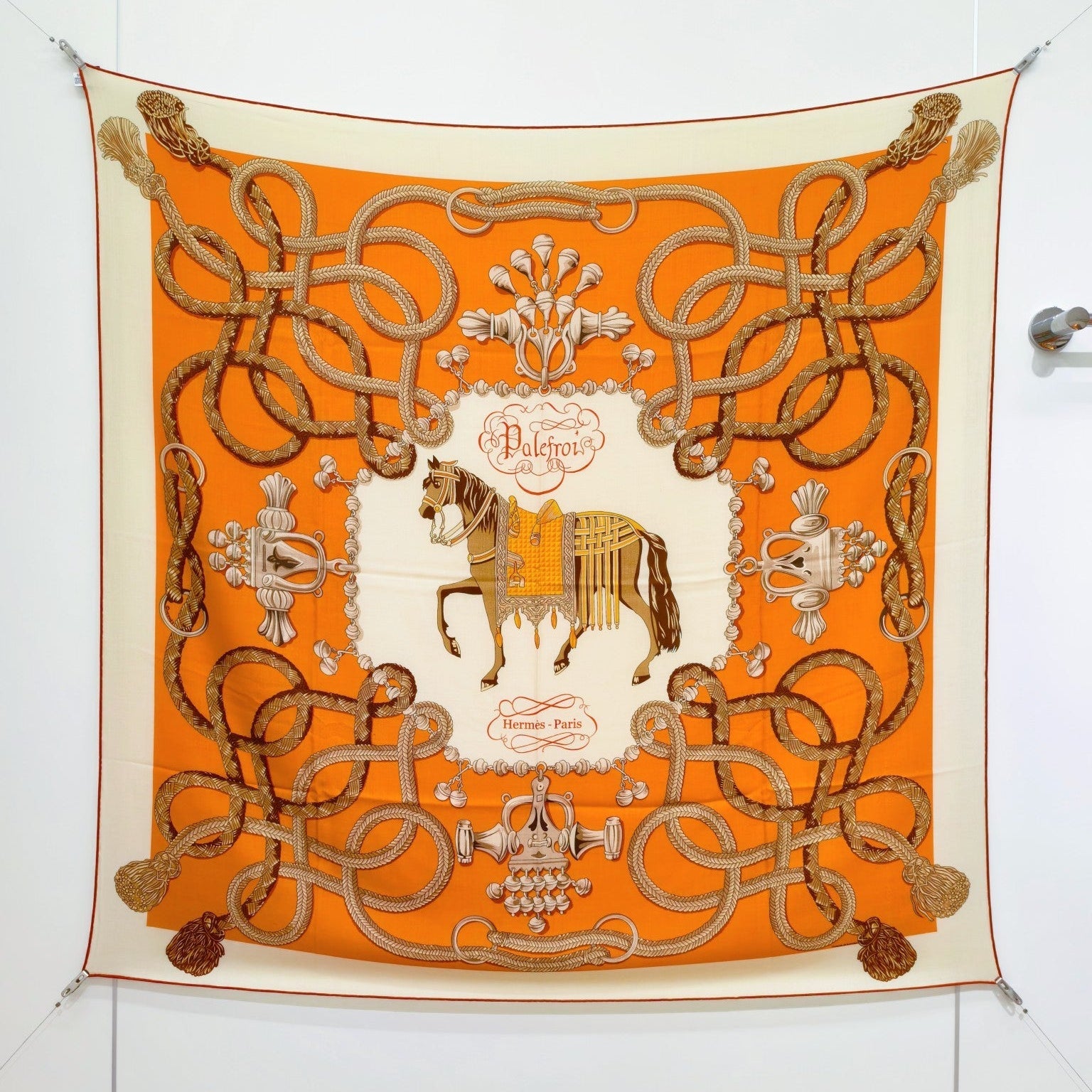 HM 26ss Double Sided Scarf 90 Orange Beige Cashmere Silk 132456