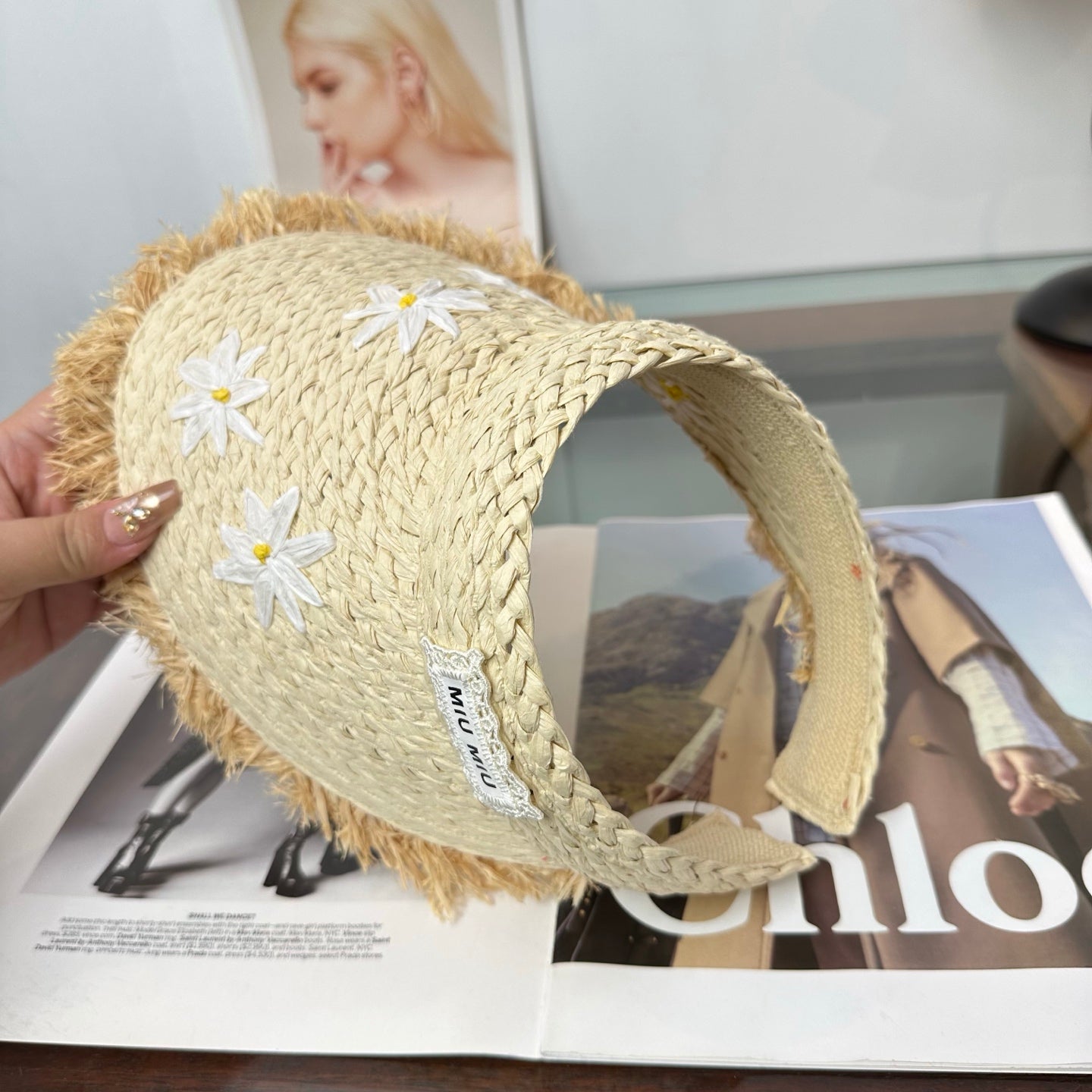 Miumiu Visor Hat Woven 343487