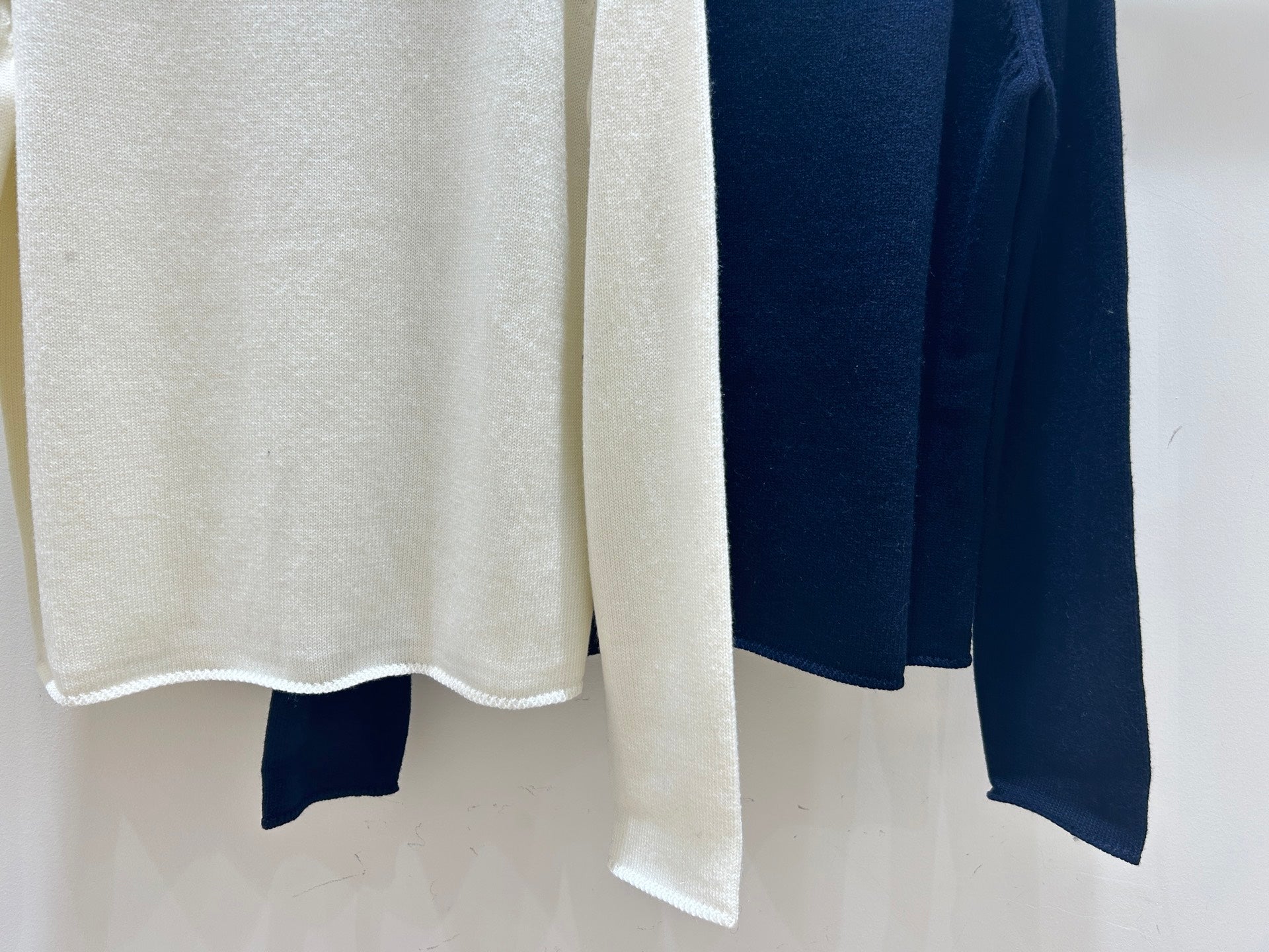 Dior 2025 Knit Sweater With Shoulder Button White and Navy Blue Wool