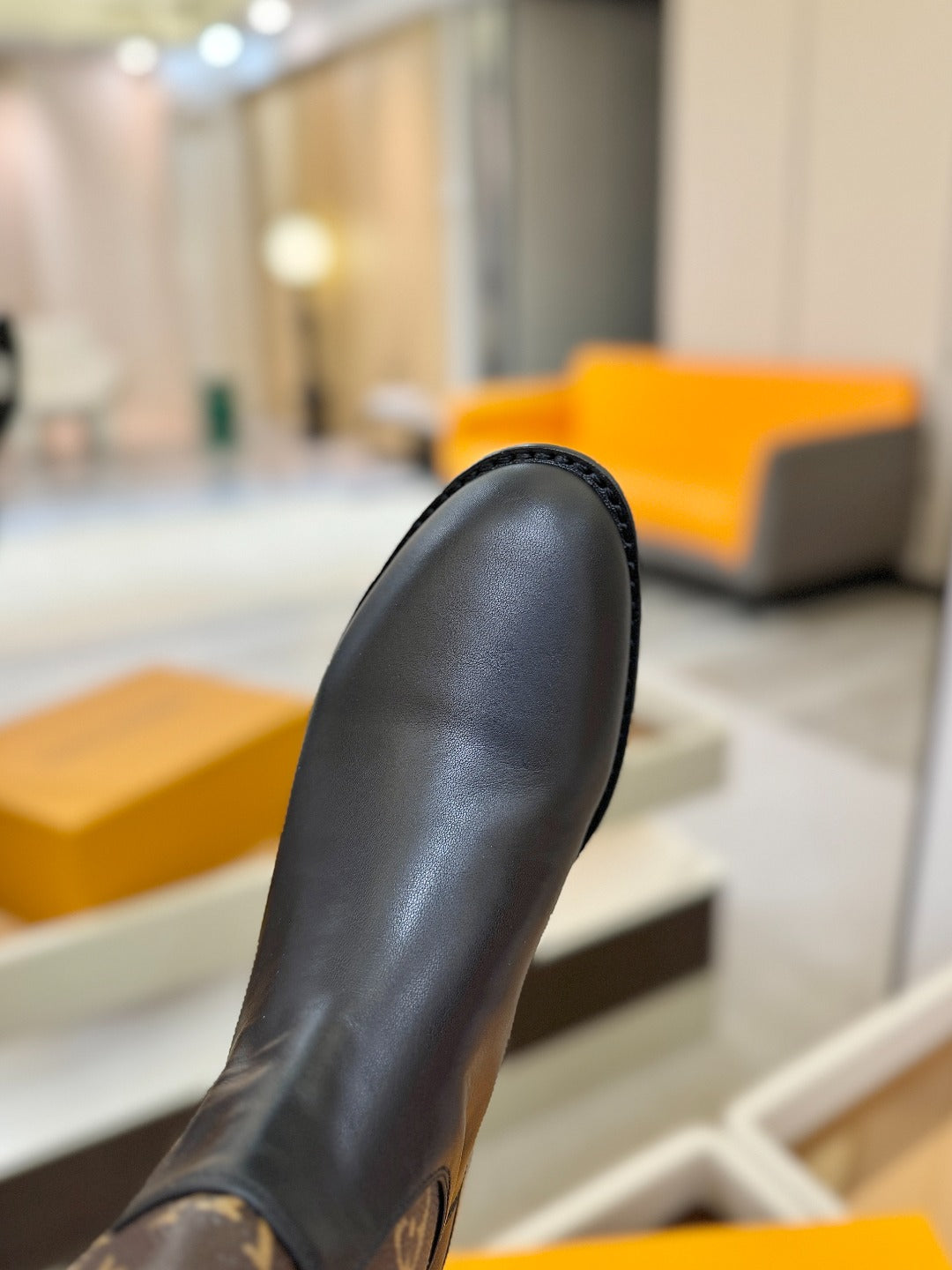 LV 25 Metal Buckle Riding Boots Monogram Brown Cowhide 573889