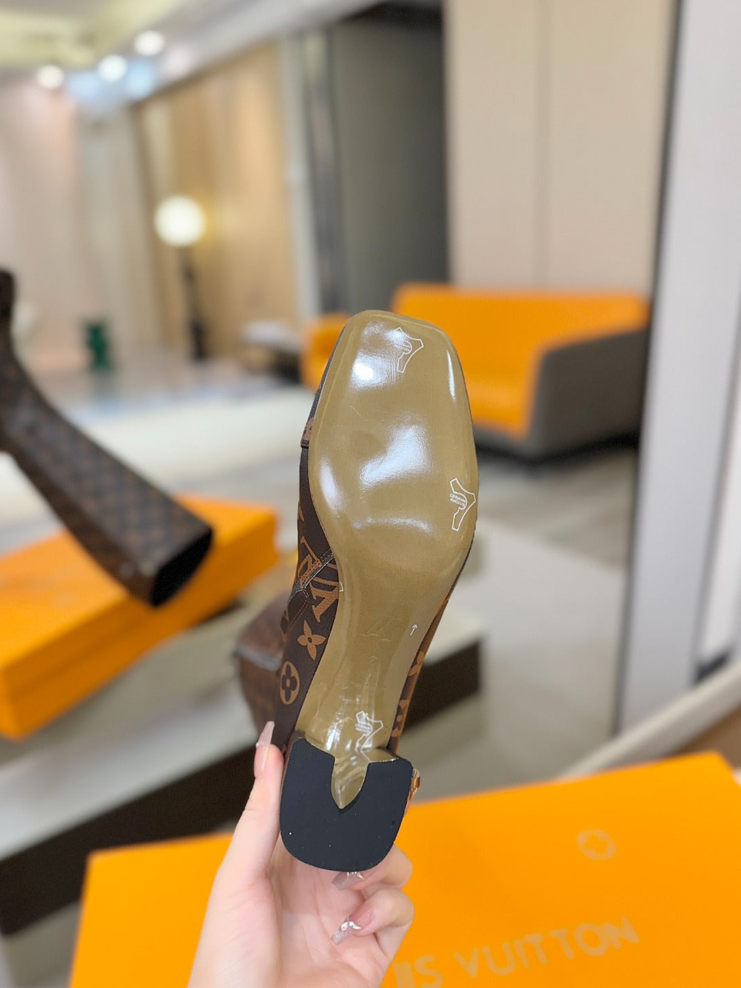 LV  High Boots 55 Monogram Brown Sheepskin 573730