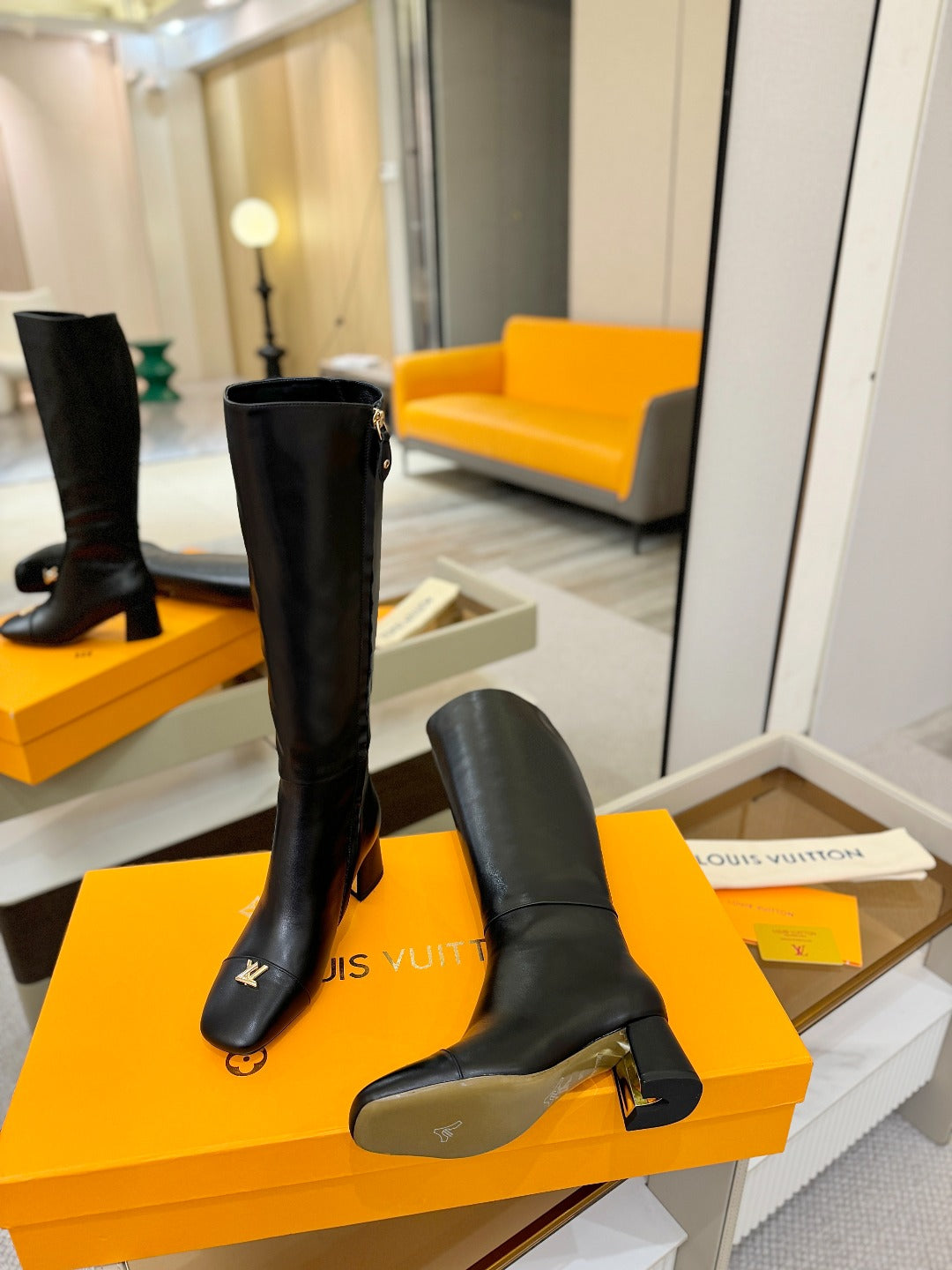 LV  High Boots 55 Black Sheepskin 573731