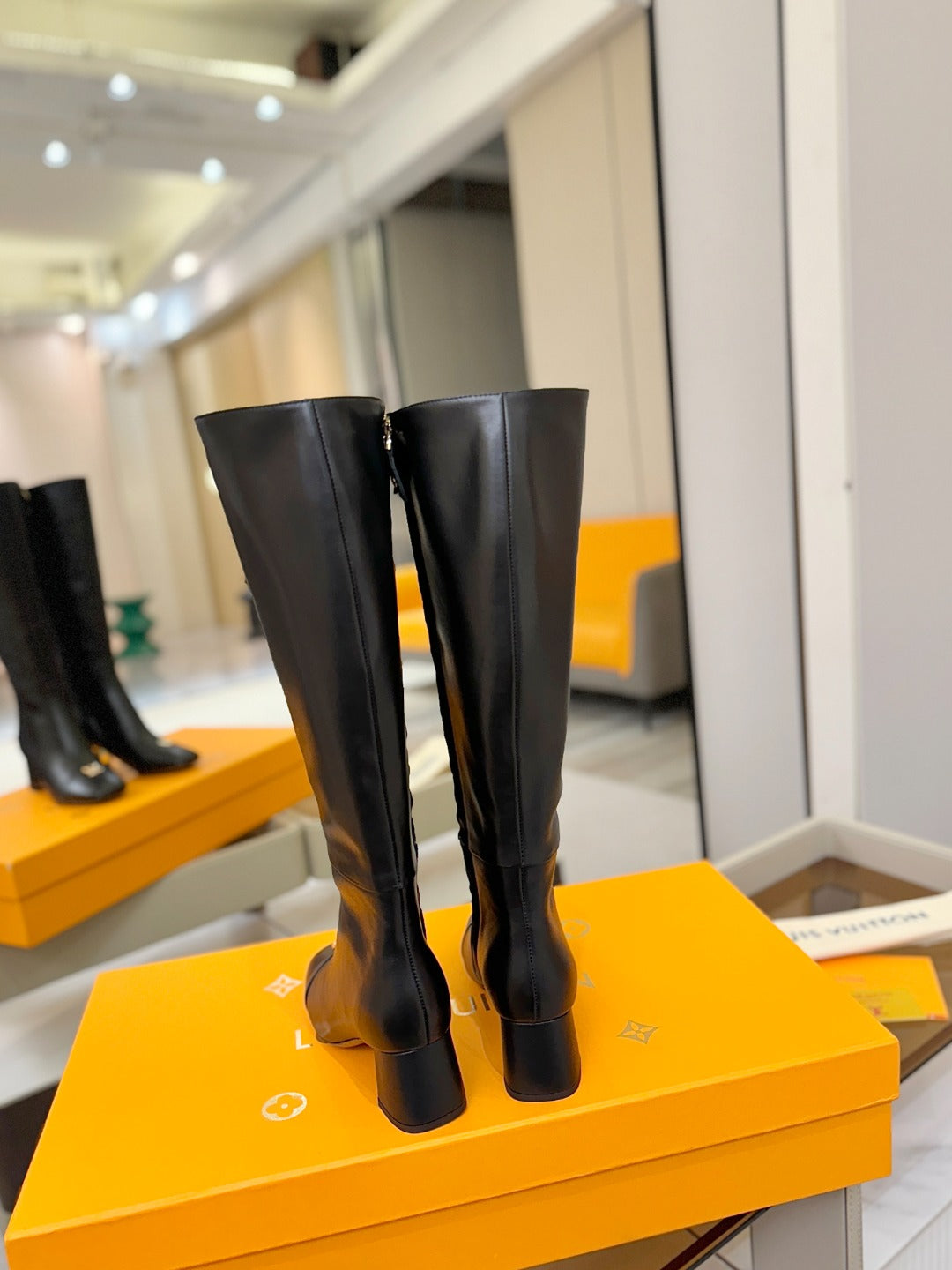 LV  High Boots 55 Black Sheepskin 573731