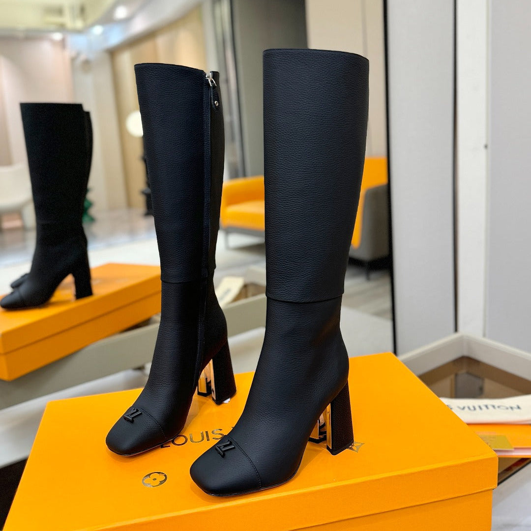 LV  High Boots 85 Black Calfskin 573738