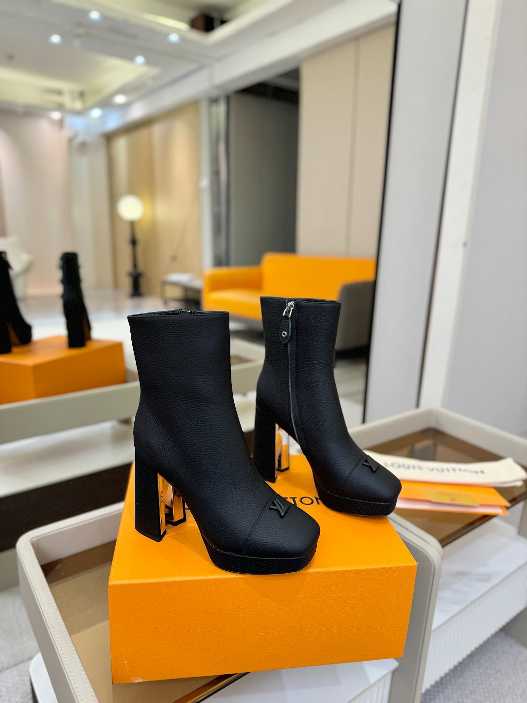 LV Ankle Boots 110 Monogram Black Calfskin 573721