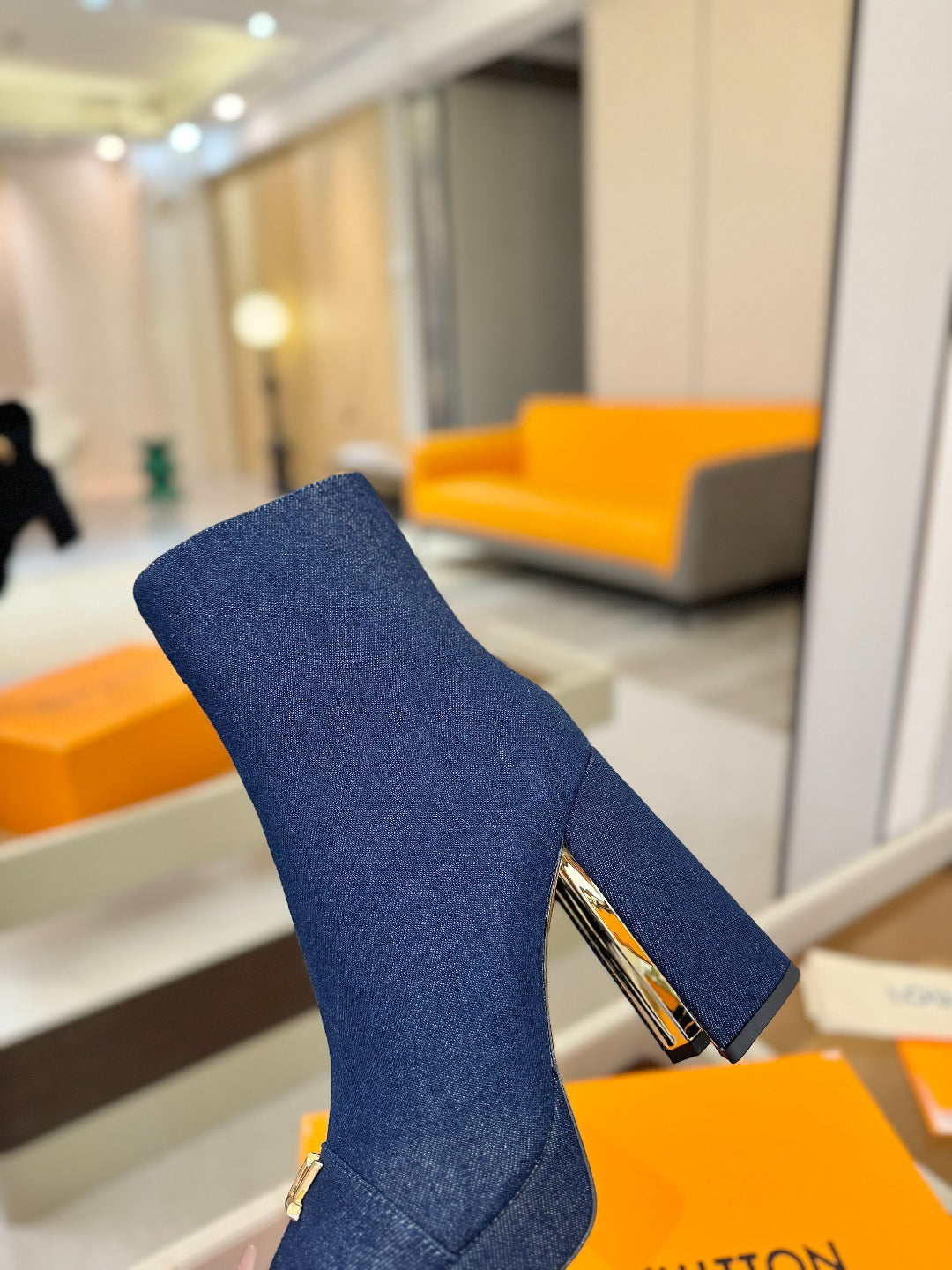 LV Ankle Boots 110 Dark Blue Denim 573723