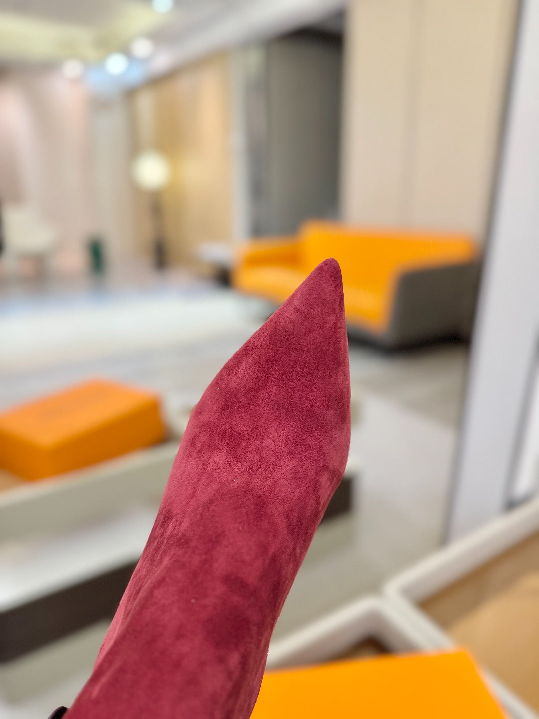 LV 25 Runway Ankle Boots 90 Wine Red Suede 573867