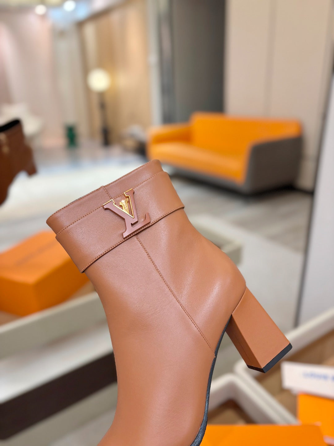 LV Ankle Boots 75 Camel Sheepskin 573726