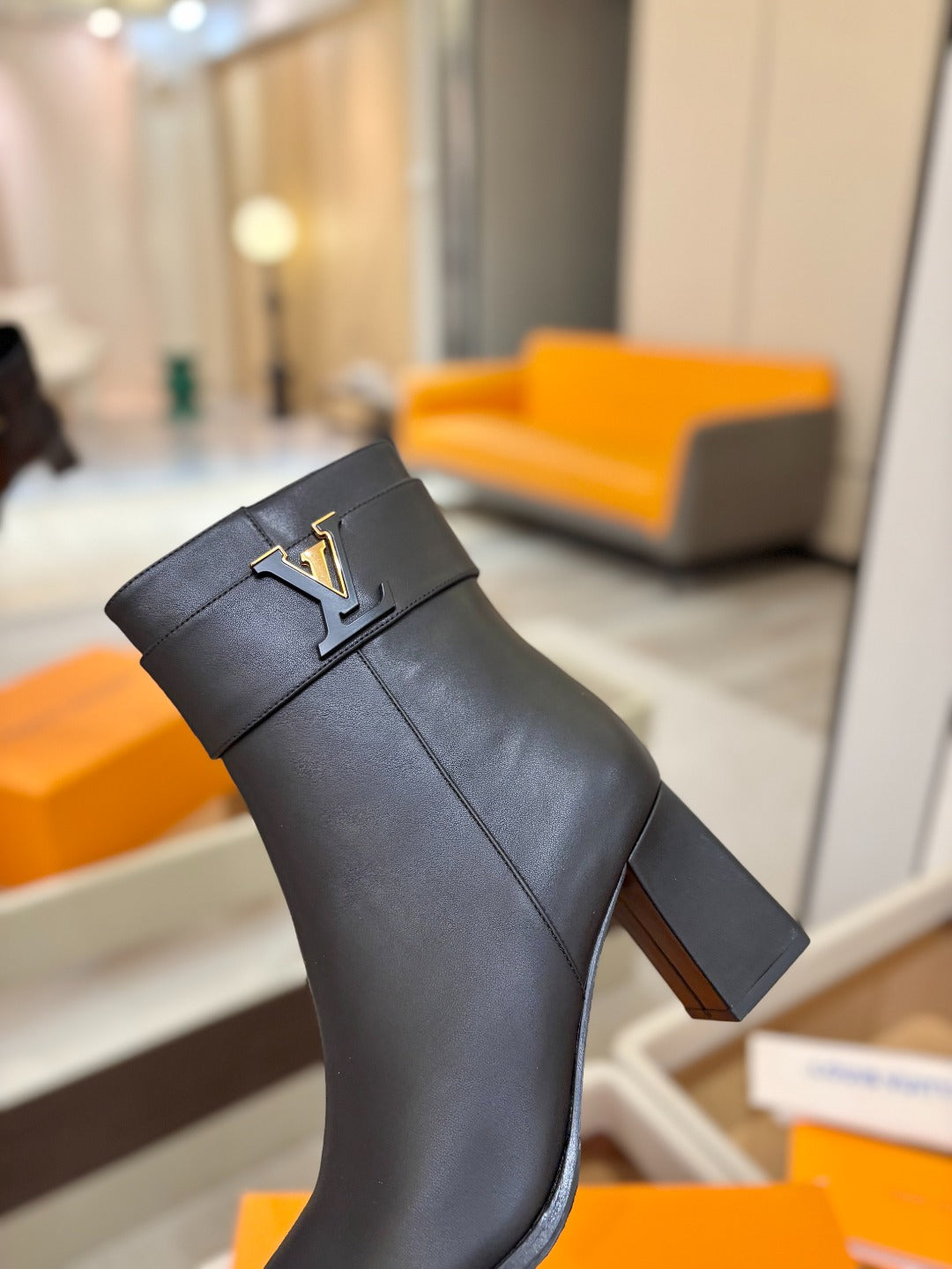 LV Ankle Boots 75 Black Sheepskin 573727