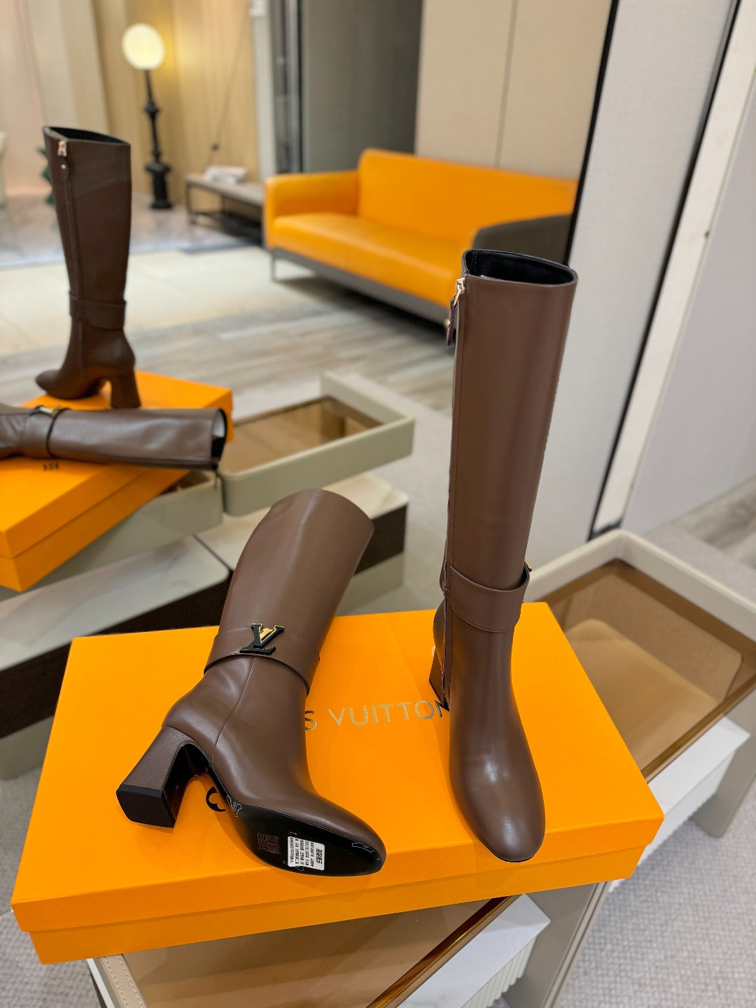 LV 25 Long Boots 75 Brown Sheepskin 573741