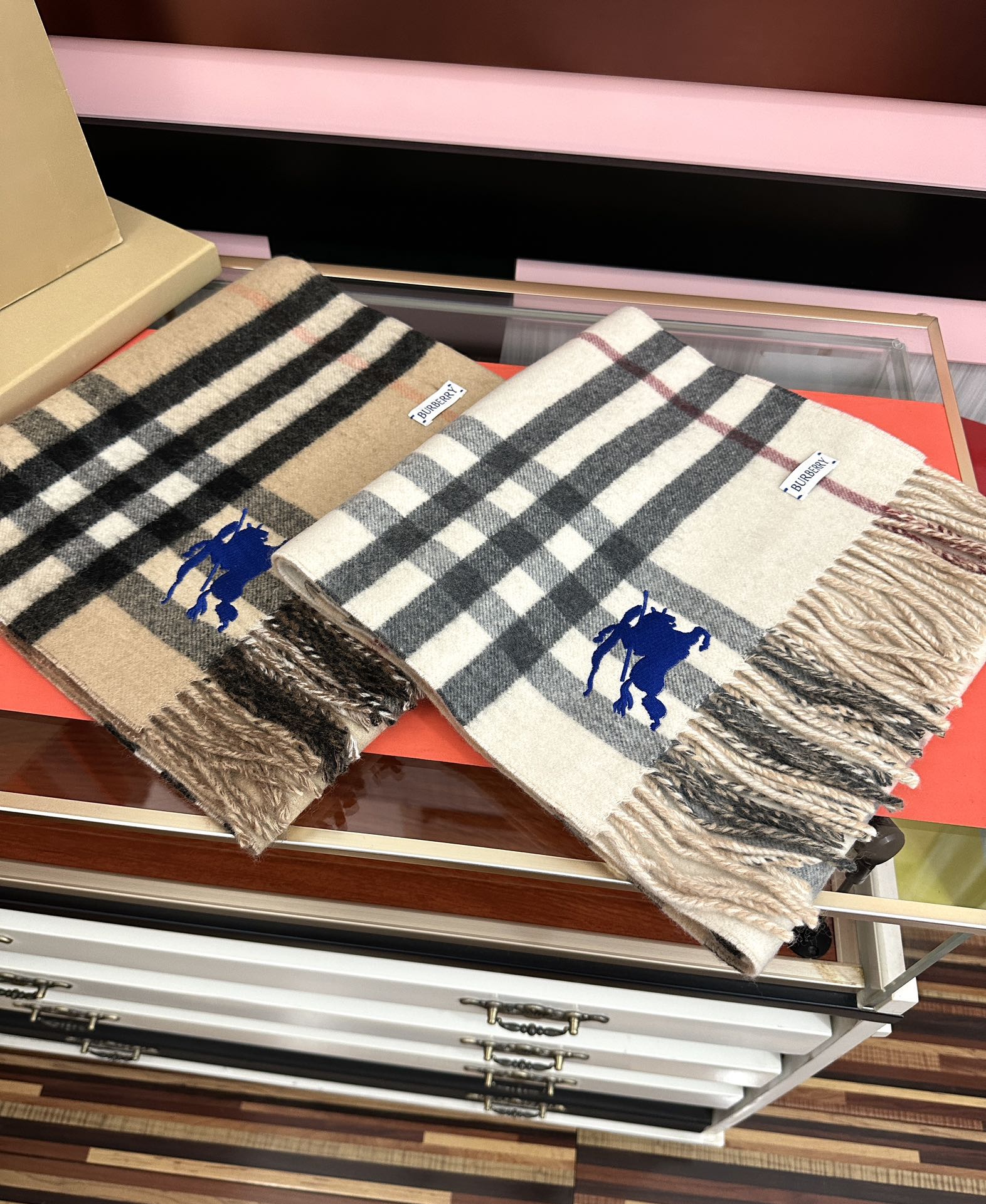 BBR Double-Sided Scarf 160CM Beige Cashmere 292959