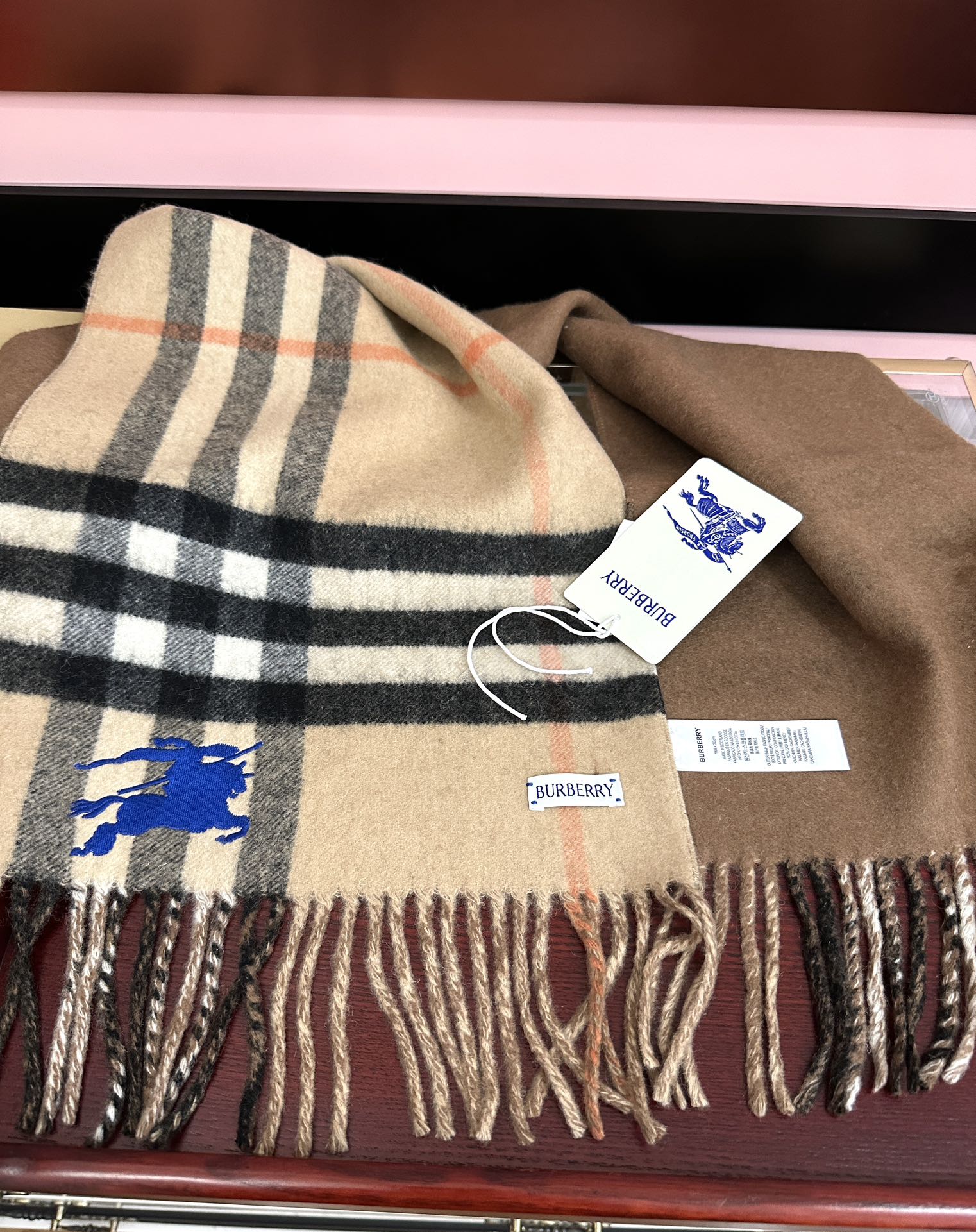 BBR Double-Sided Scarf 160CM Beige Cashmere 292959