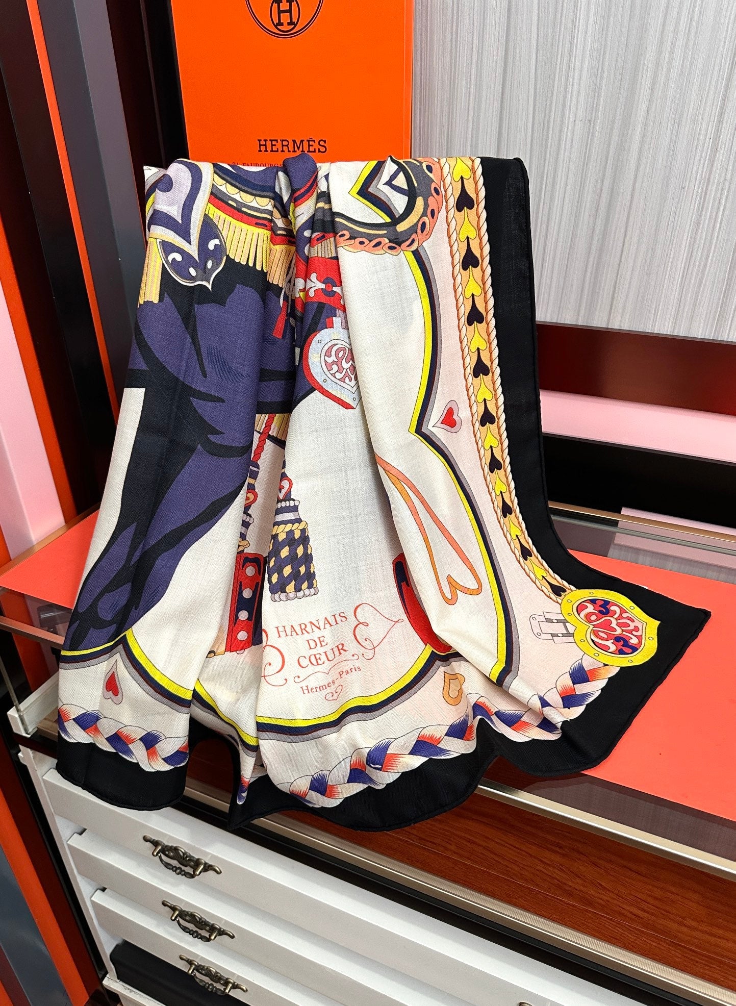 HM 25s Scarf 140cm Purple Beige Cashmere Silk 965622