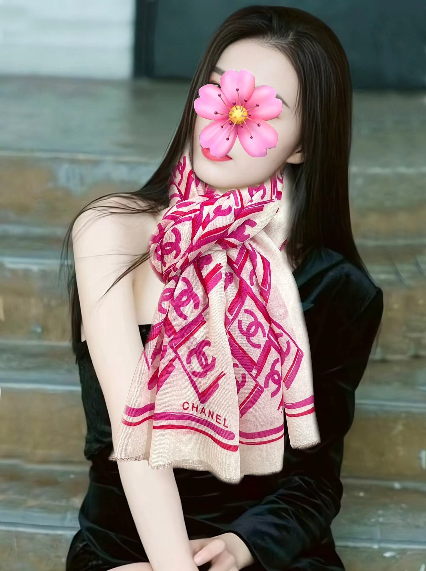 LV Latest Style 200cm White Pink Cashmere 970873