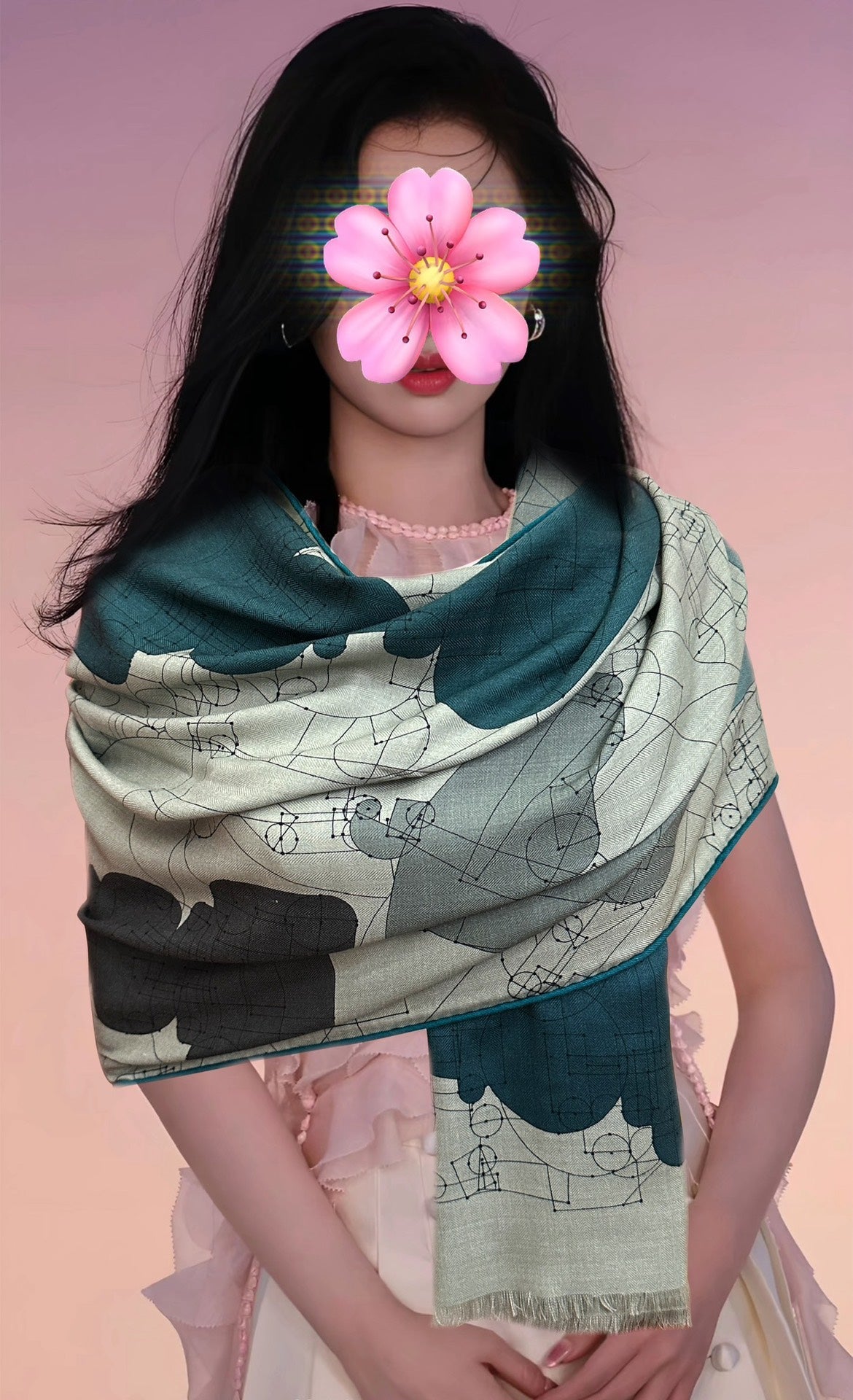 HM 25s Scarf 185 Blue Gray Cashmere 976446