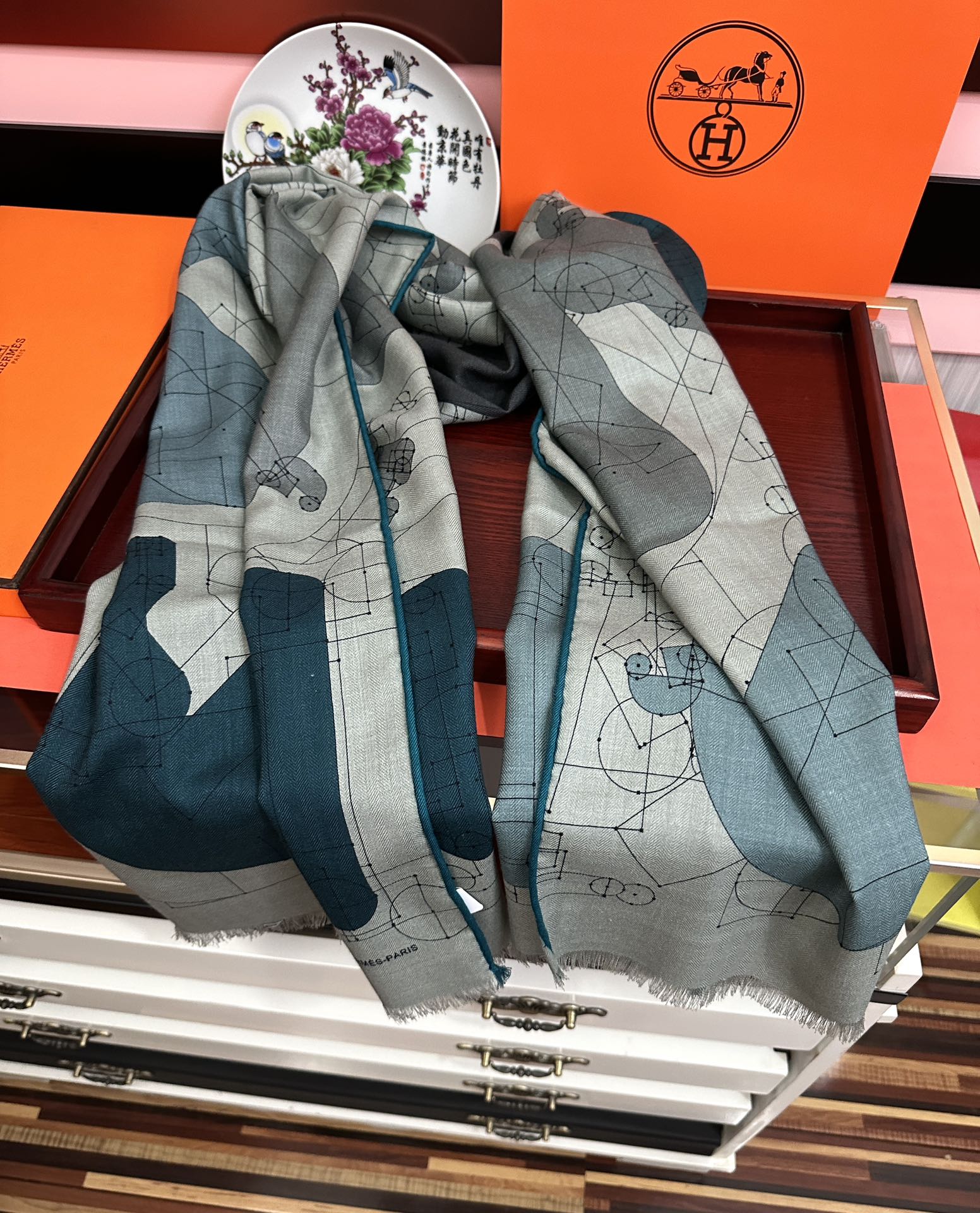 HM 25s Scarf 185 Blue Gray Cashmere 976446