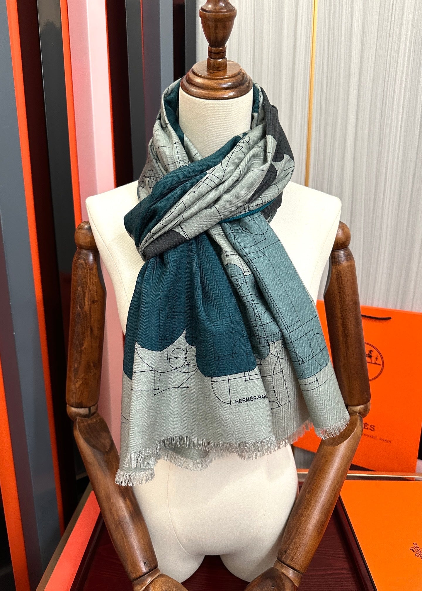 HM 25s Scarf 185 Blue Gray Cashmere 976446