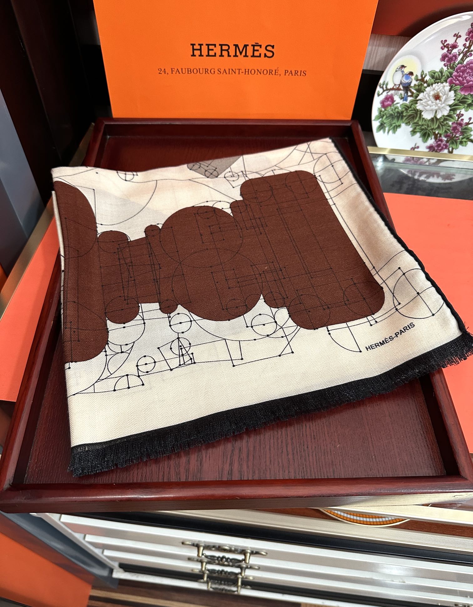 HM 25s Scarf 185 Blue Brown Creams Cashmere 976447