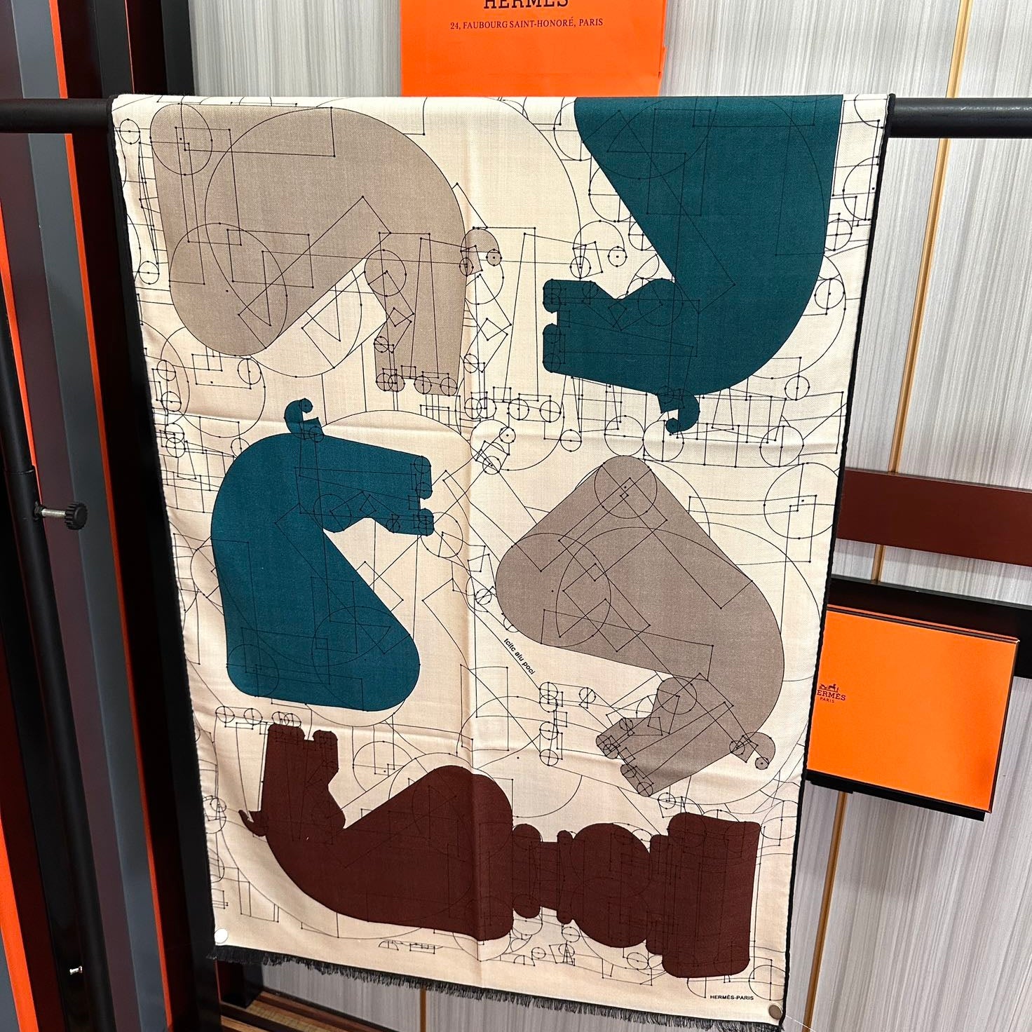 HM 25s Scarf 185 Blue Brown Creams Cashmere 976447