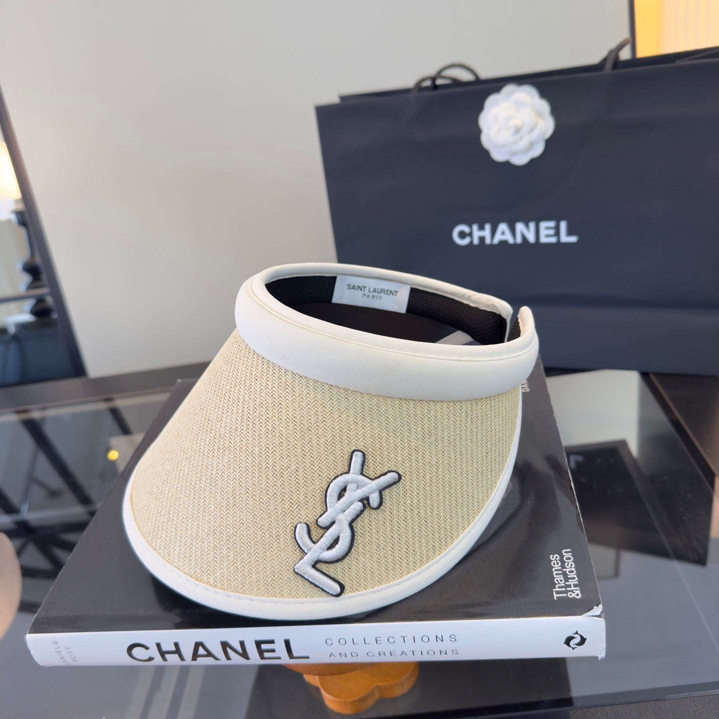 YSL Straw Sun Visor Cap 412937