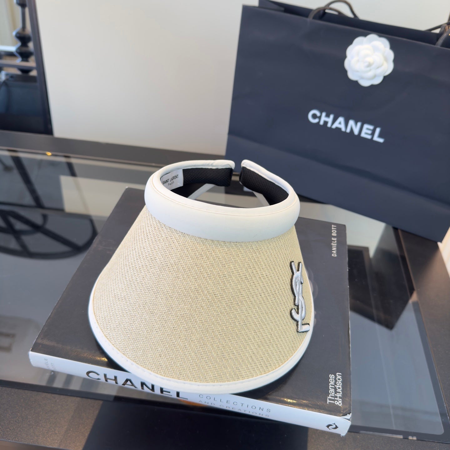 YSL Straw Sun Visor Cap 412937